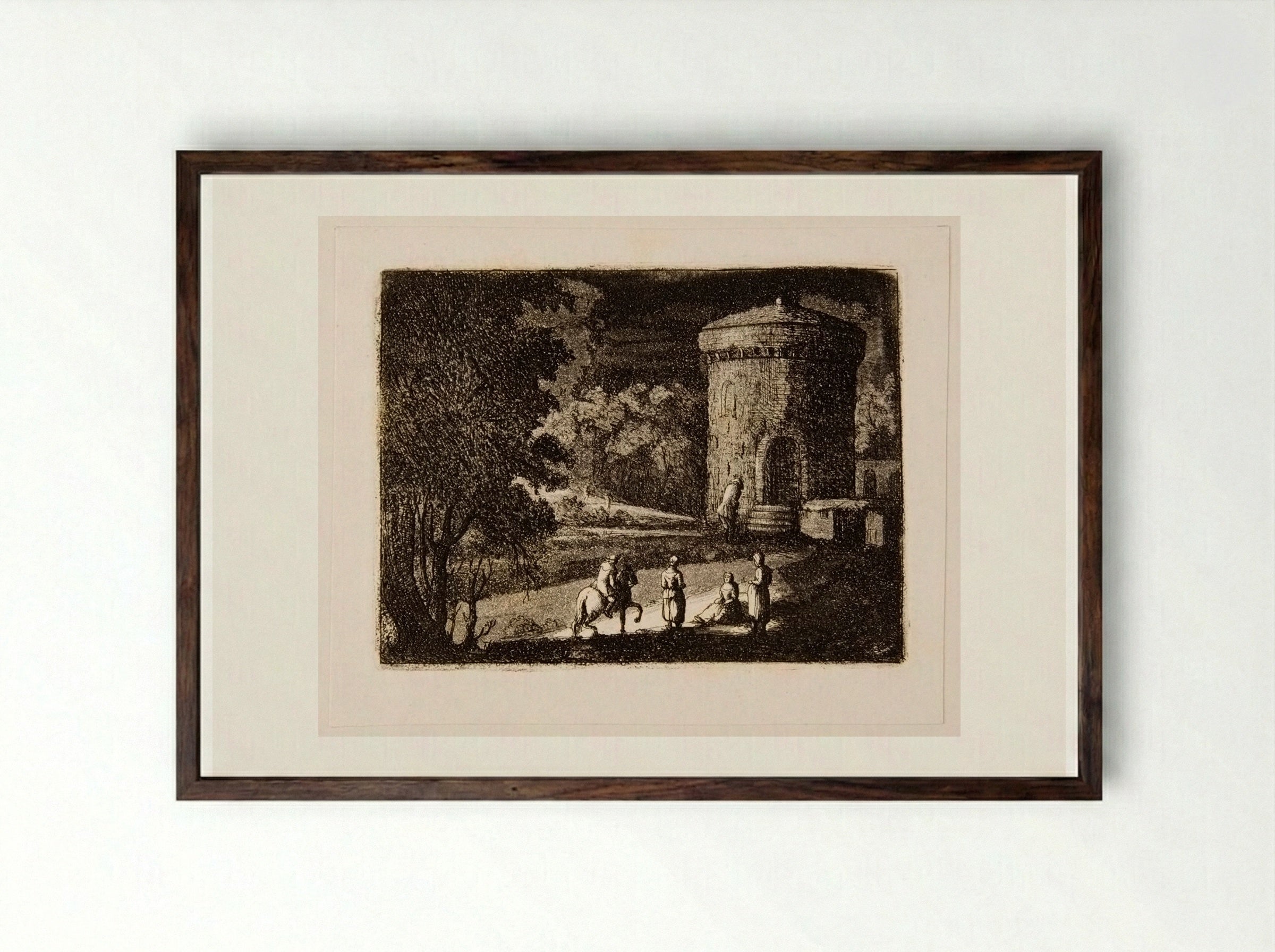 Round Tower - David Deuchar - Framed Print Dark Wood