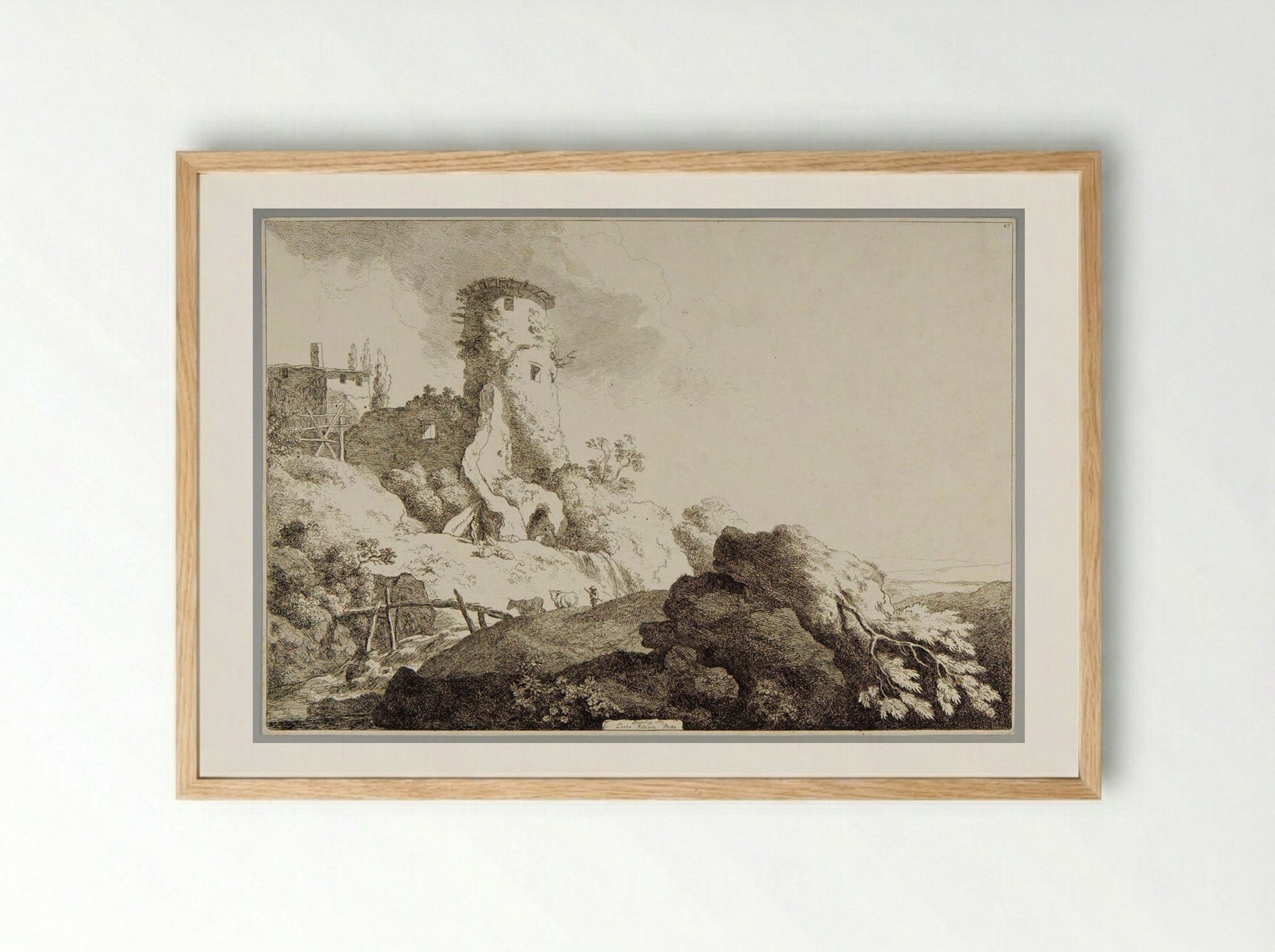 Round Tower - Christian Wilhelm Ernst Dietrich - Framed Print Wood