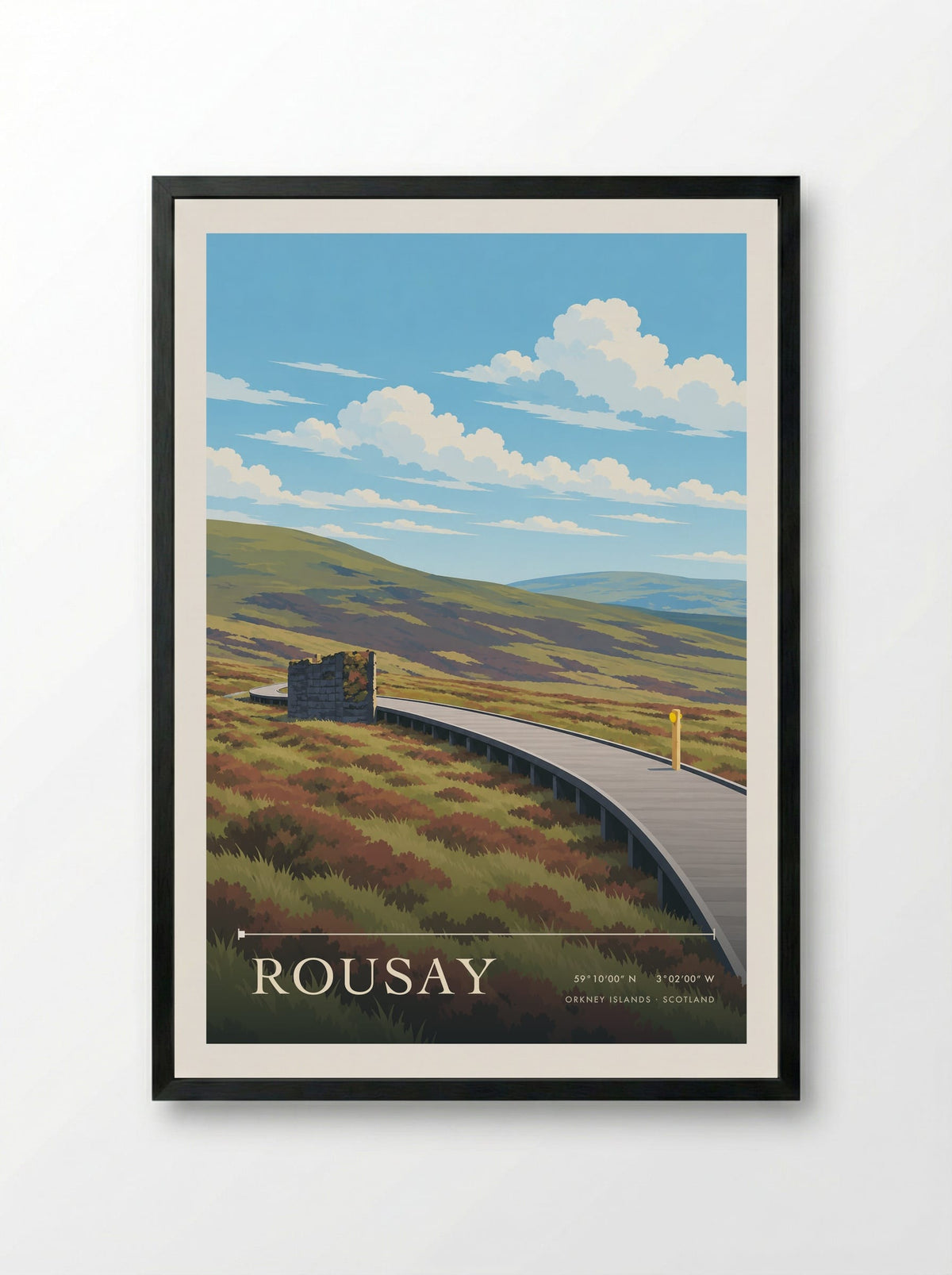 Rousay, Orkney Islands | Travel Poster - Framed Print Black