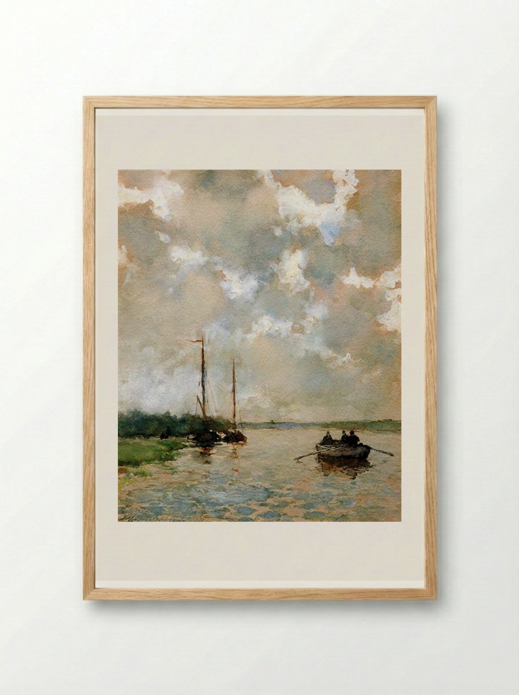Rowing on the River - Johan Hendrik Weissenbruch - Framed Print Wood