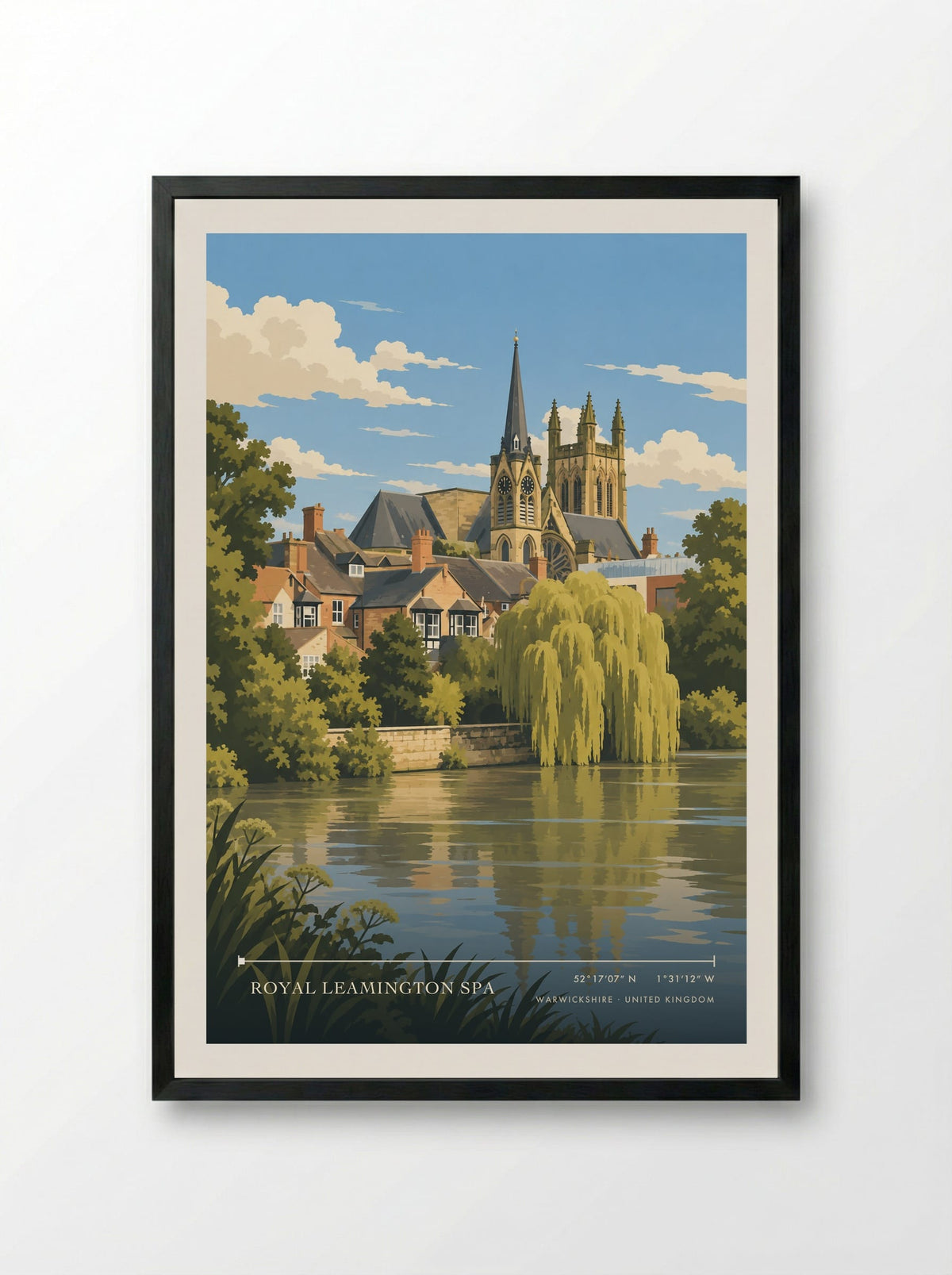 Royal Leamington Spa, Warwickshire | Travel Poster - Framed Print Black