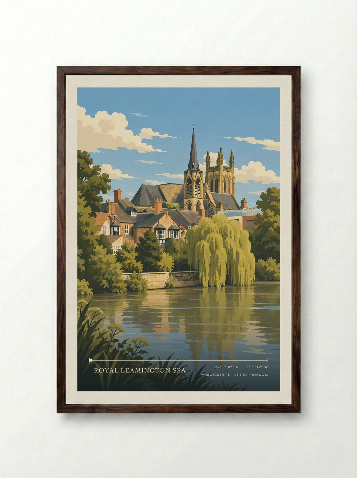 Royal Leamington Spa, Warwickshire | Travel Poster - Framed Print Dark Wood