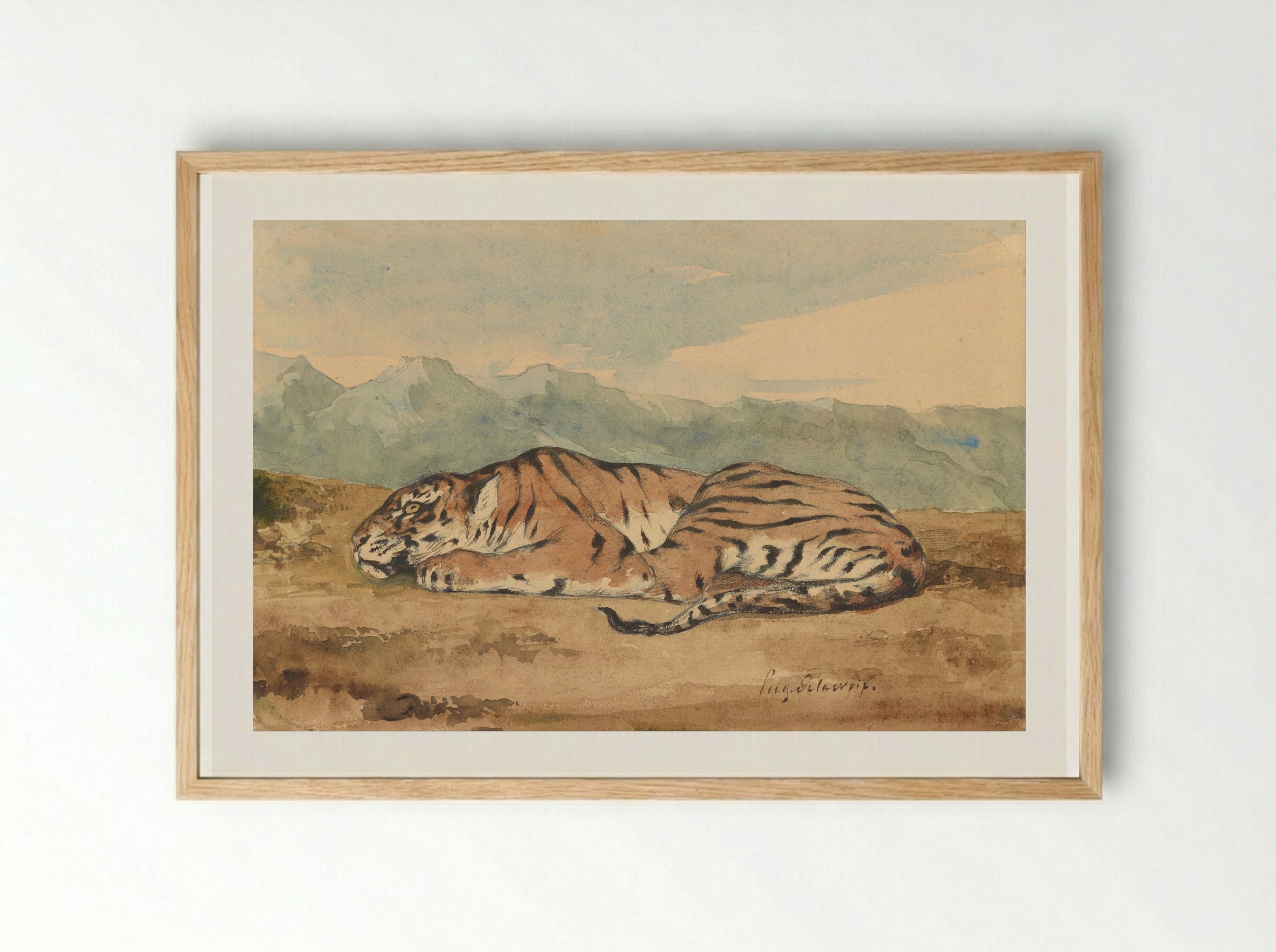 Royal Tiger - Ferdinand-Victor-Eugène Delacroix - Framed Print Wood