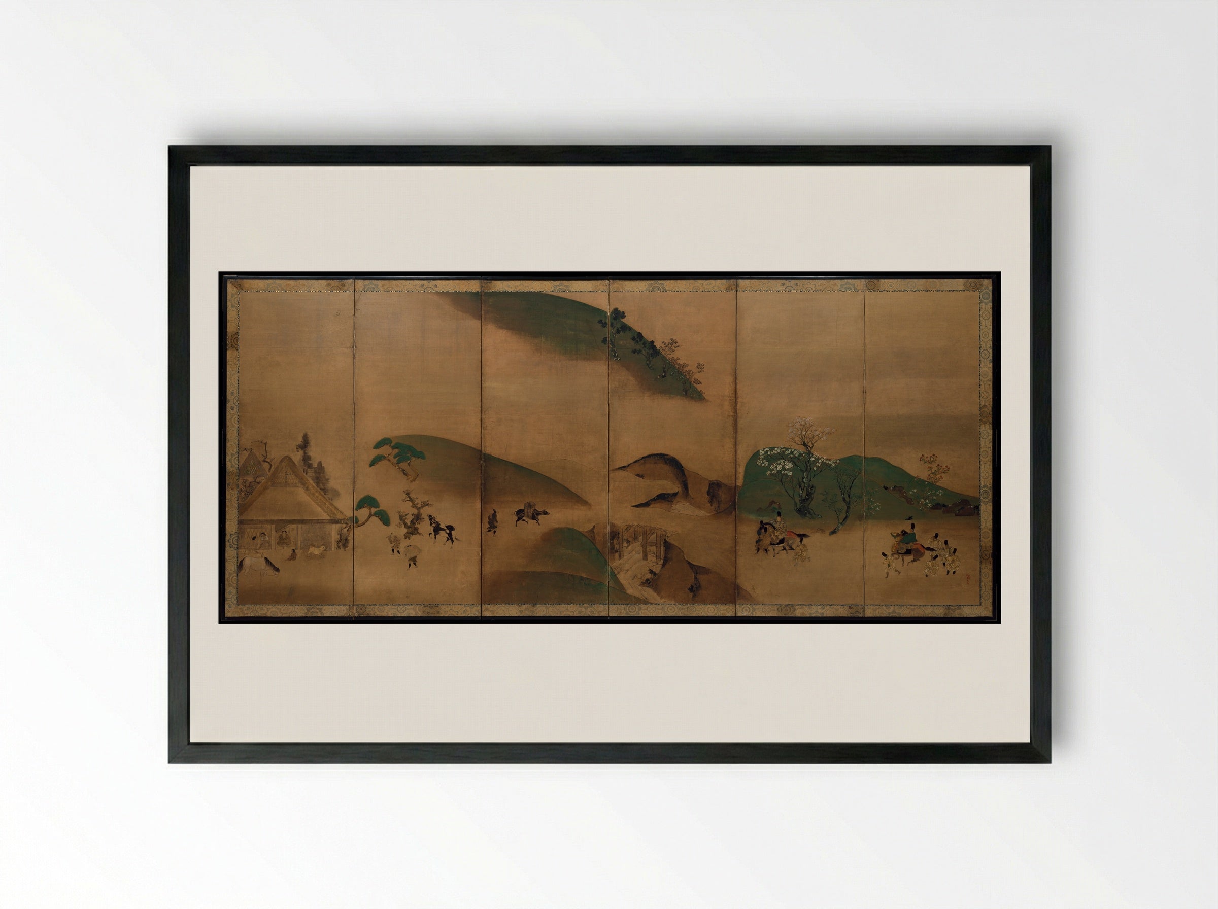 Royal Visit to Ōhara, from The Tale of the Heike - Tawaraya Sōtatsu - Framed Print Black