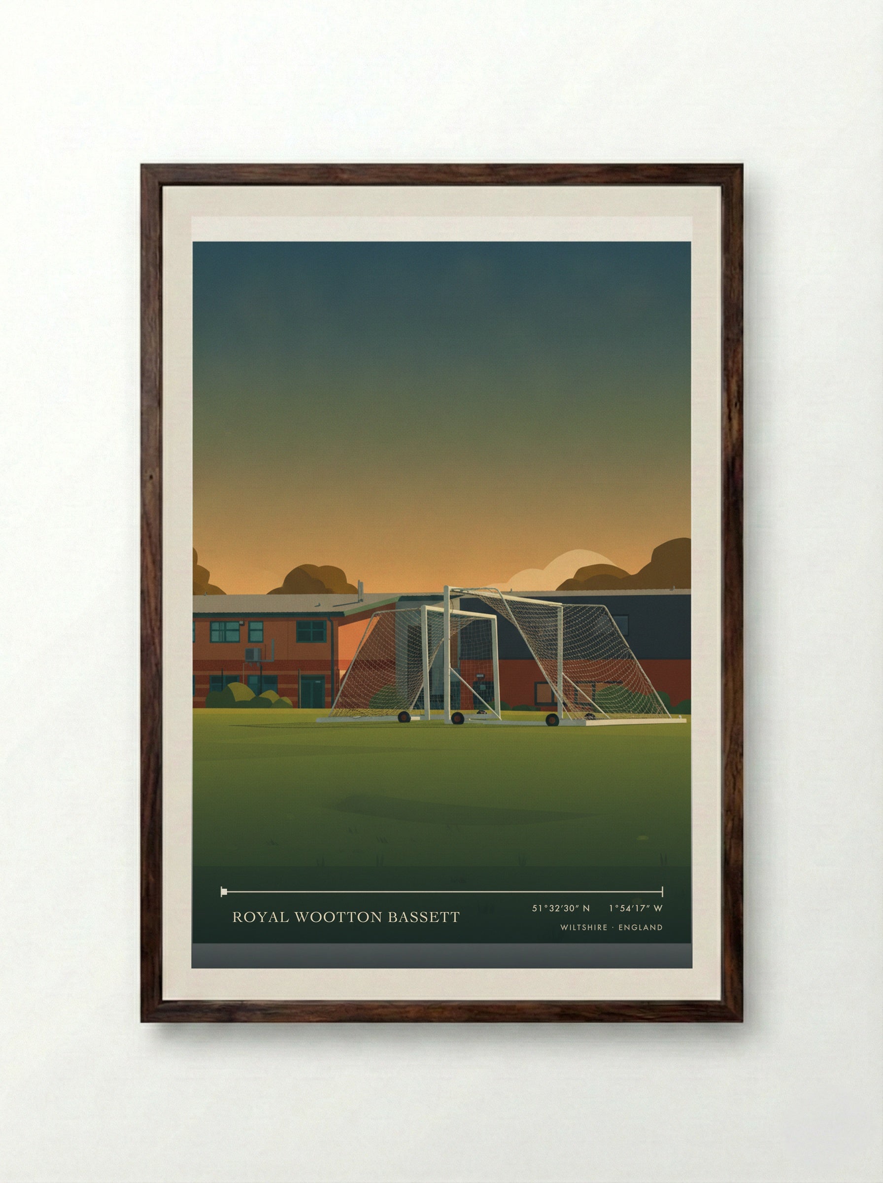 Royal Wootton Bassett Wiltshire England Travel Poster - Framed Print Dark Wood