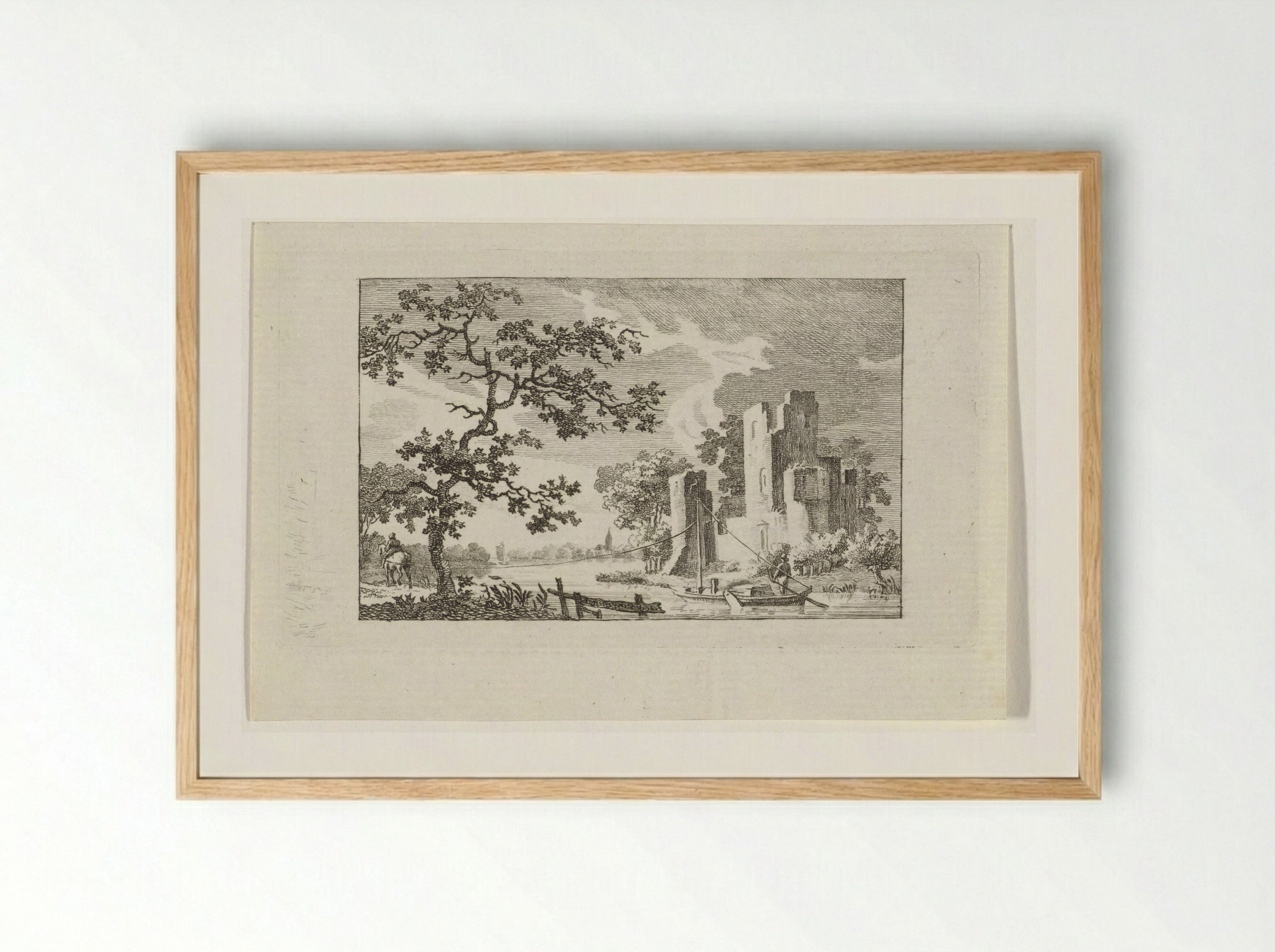 Ruïne aan een trekvaart - Jacob Elias van Varelen - Framed Print Wood