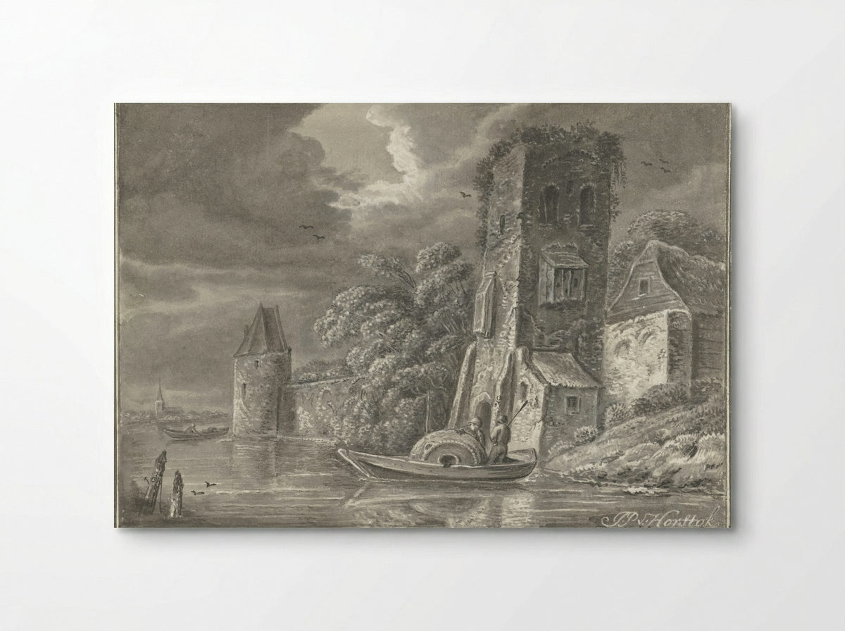 Ruïne aan het water - Johannes Petrus van Horstok - Poster