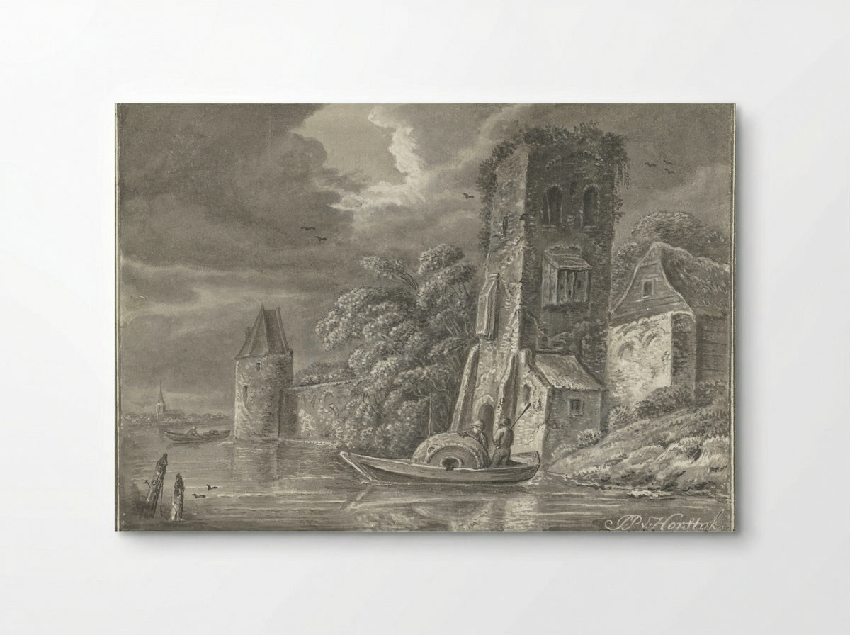 Ruïne aan het water - Johannes Petrus van Horstok - Poster