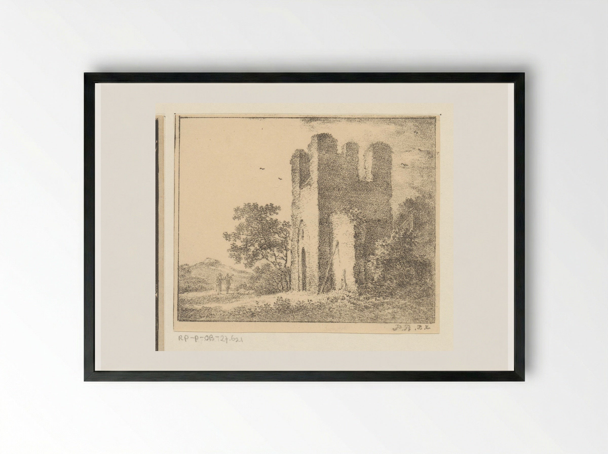 Ruïne met twee figuren - Pieter Bartholomeusz. Barbiers - Framed Print Black