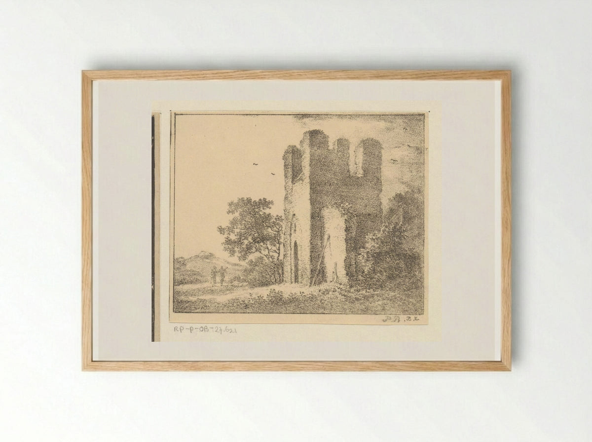 Ruïne met twee figuren - Pieter Bartholomeusz. Barbiers - Framed Print Wood