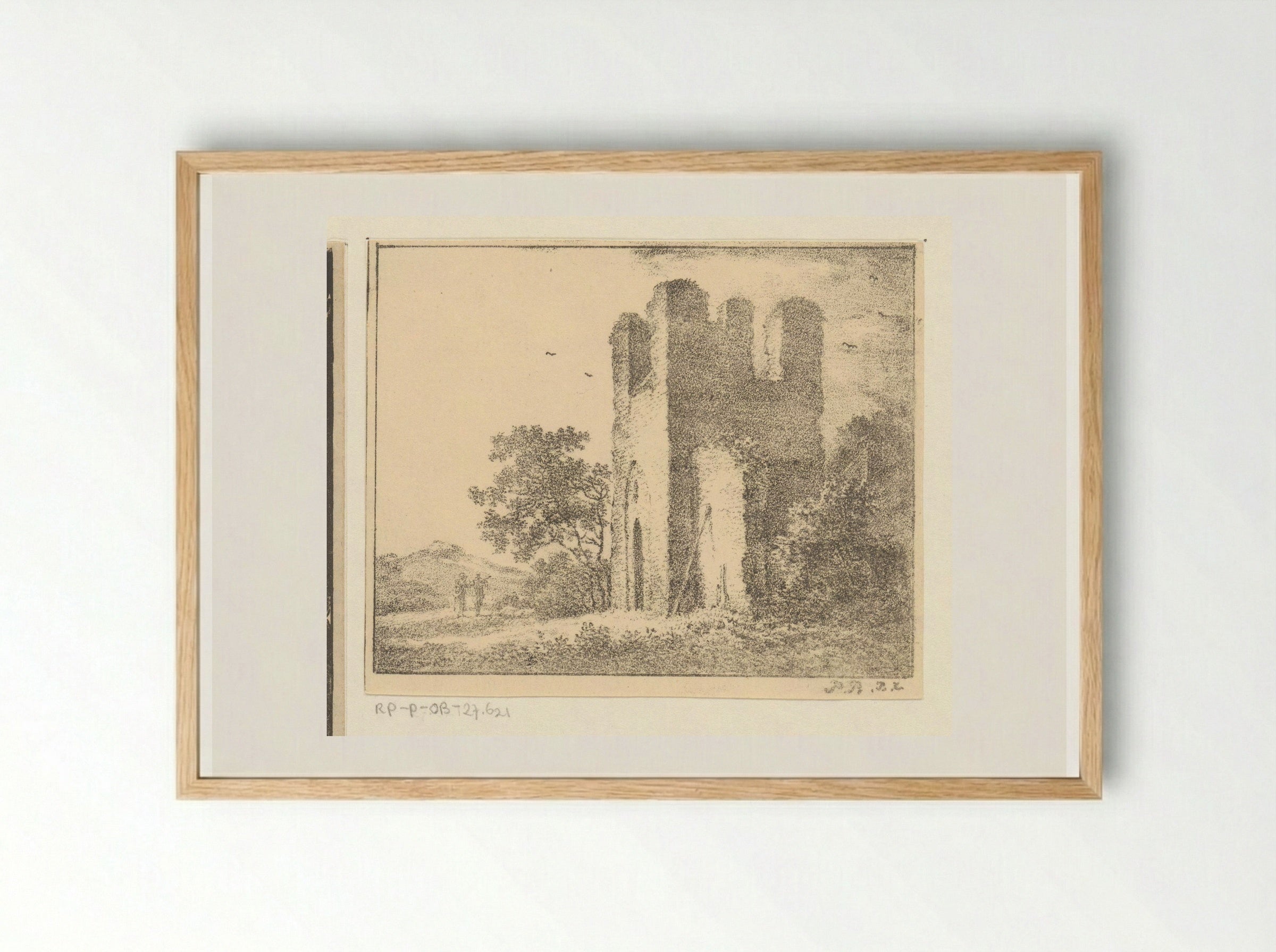 Ruïne met twee figuren - Pieter Bartholomeusz. Barbiers - Framed Print Wood