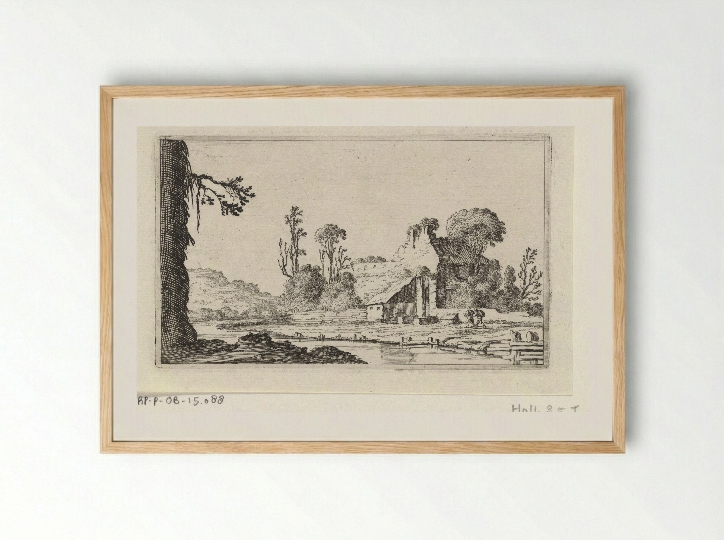 Ruïne omgebouwd tot boerderij - Gillis van Scheyndel (I) - Framed Print Wood