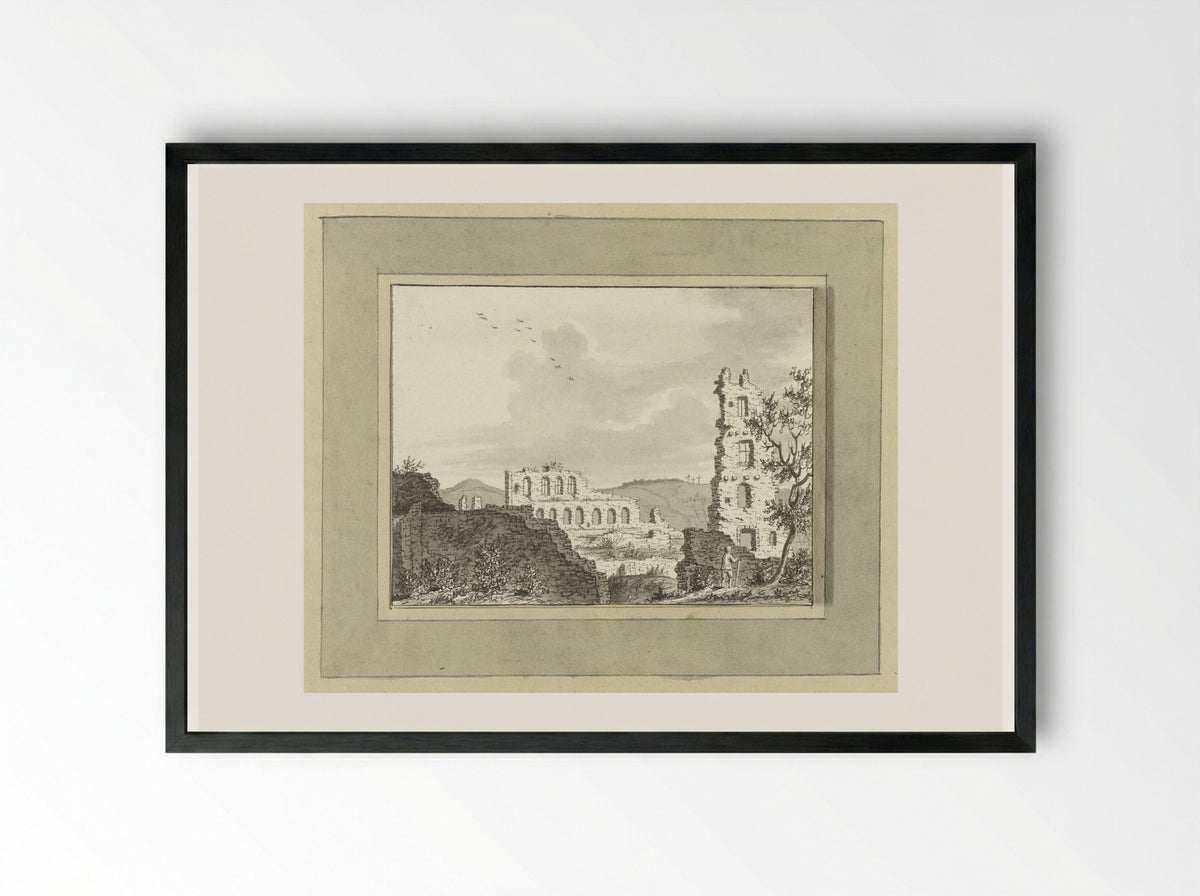 Ruïne van Carlburg bij Carlstadt - Ernst Willem Jan Bagelaar - Framed Print Black
