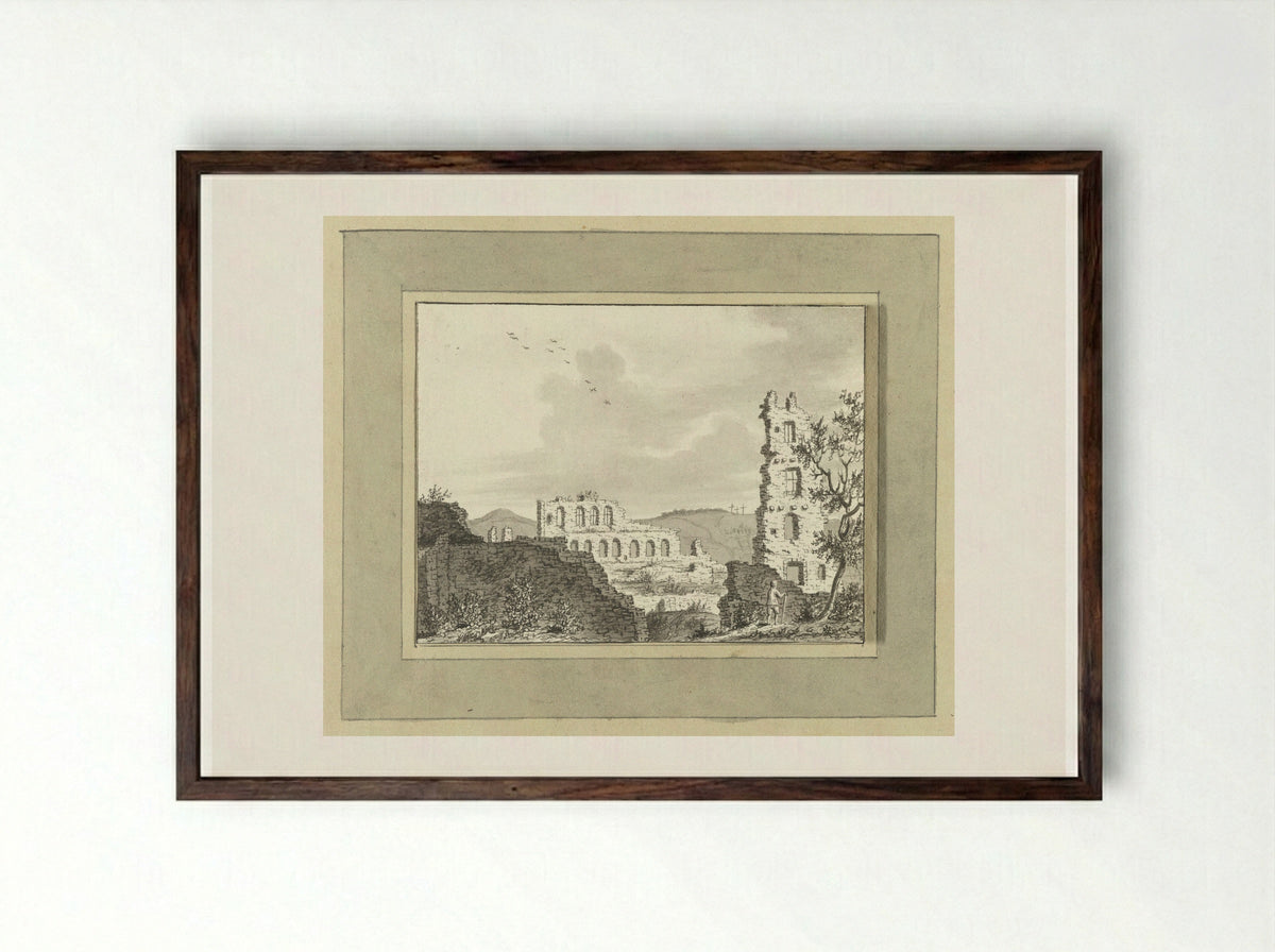 Ruïne van Carlburg bij Carlstadt - Ernst Willem Jan Bagelaar - Framed Print Dark Wood