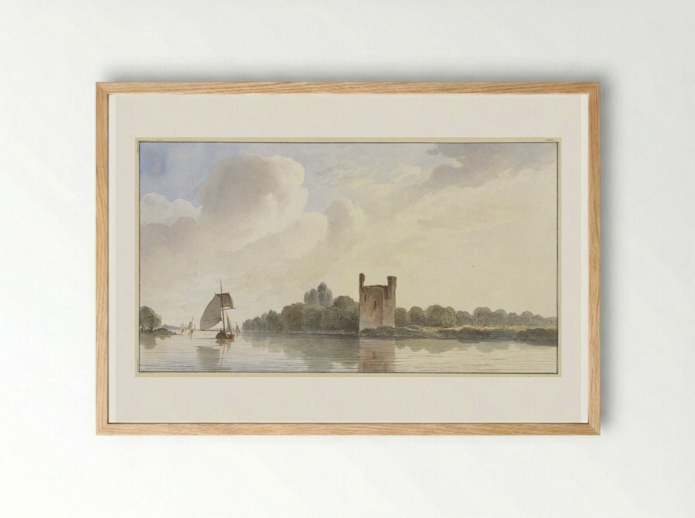 Ruïne van Huis te Merwede bij Dordrecht aan de Maas - Hendrik Abraham Klinkhamer - Framed Print Wood