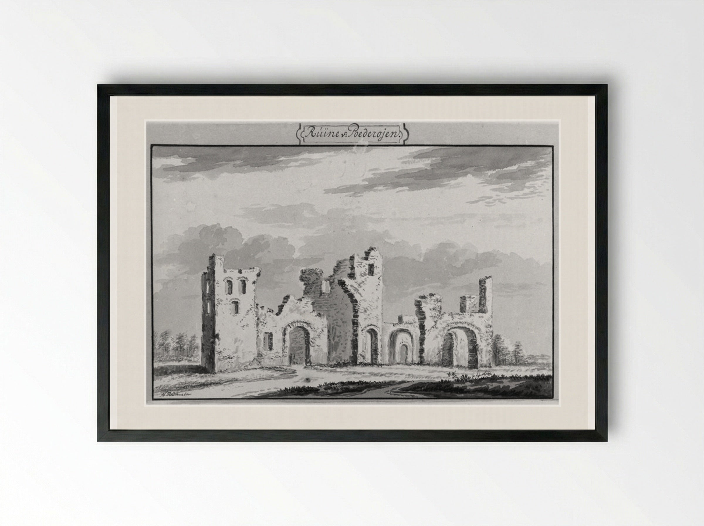 Ruïne van Poederoijen - Abraham Rademaker - Framed Print Black