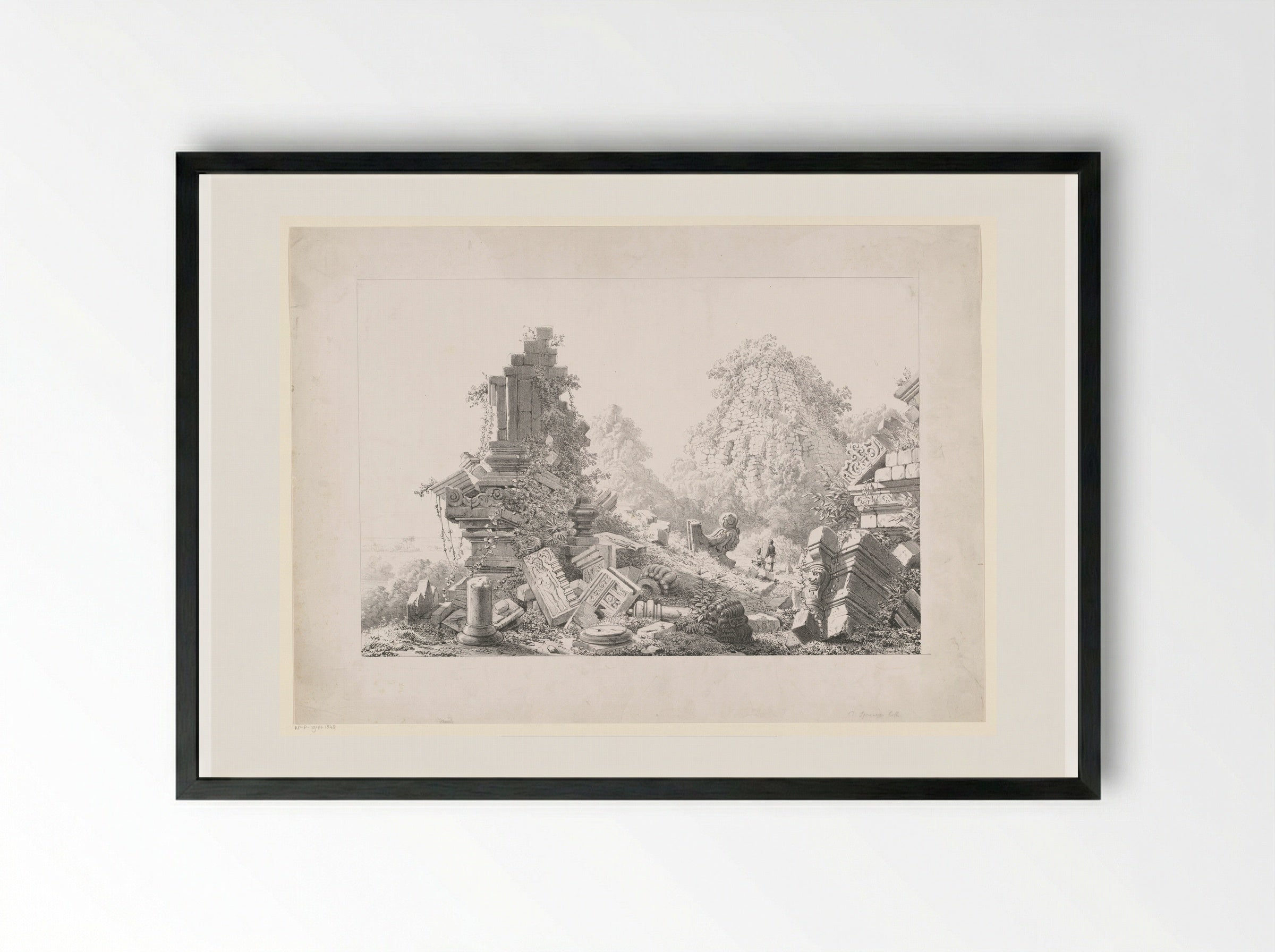 Ruïne van Tjandi Lora Djongrang - Cornelis Springer - Framed Print Black