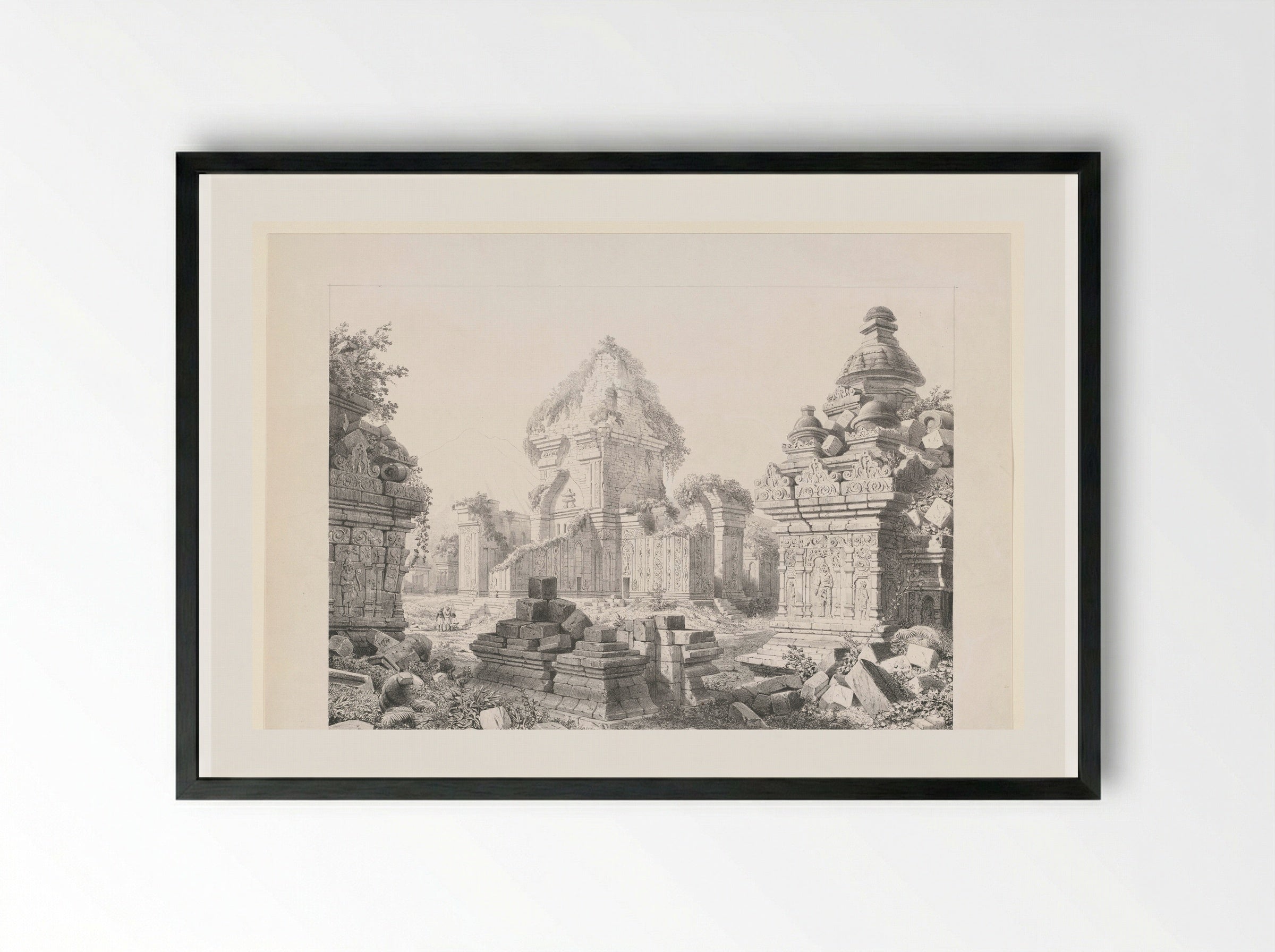Ruïne van Tjandi Sewoe - Cornelis Springer - Framed Print Black