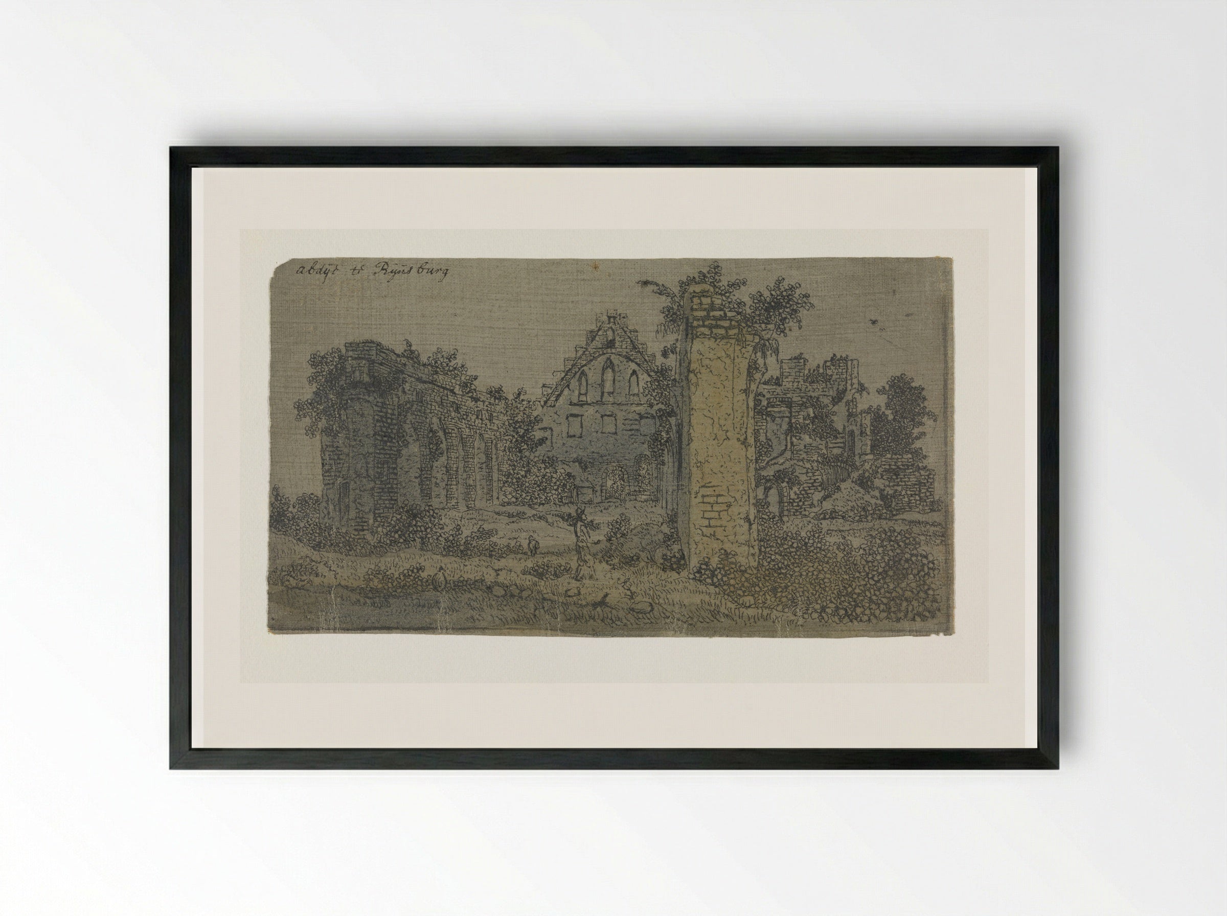 Ruïne van de abdij van Rijnsburg, kleine versie - Hercules Segers - Framed Print Black