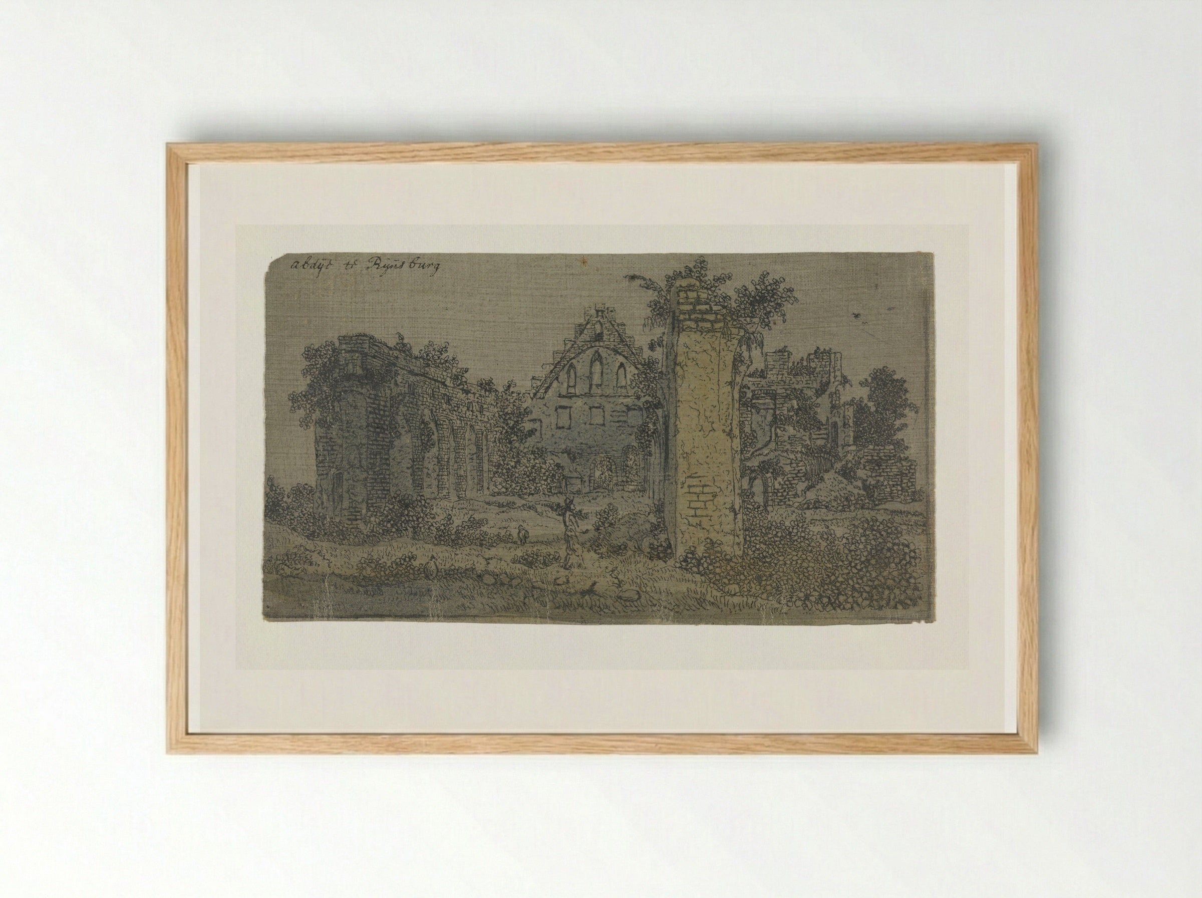 Ruïne van de abdij van Rijnsburg, kleine versie - Hercules Segers - Framed Print Wood