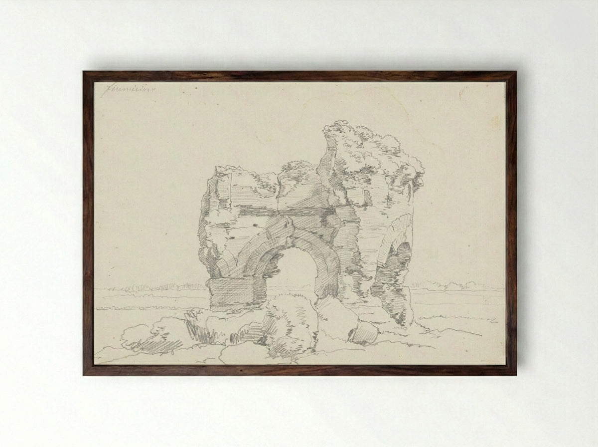 Ruïne van een gebouw in de oude haven van Trajanus in Fiumicino - Hendrik Voogd - Framed Print Dark Wood
