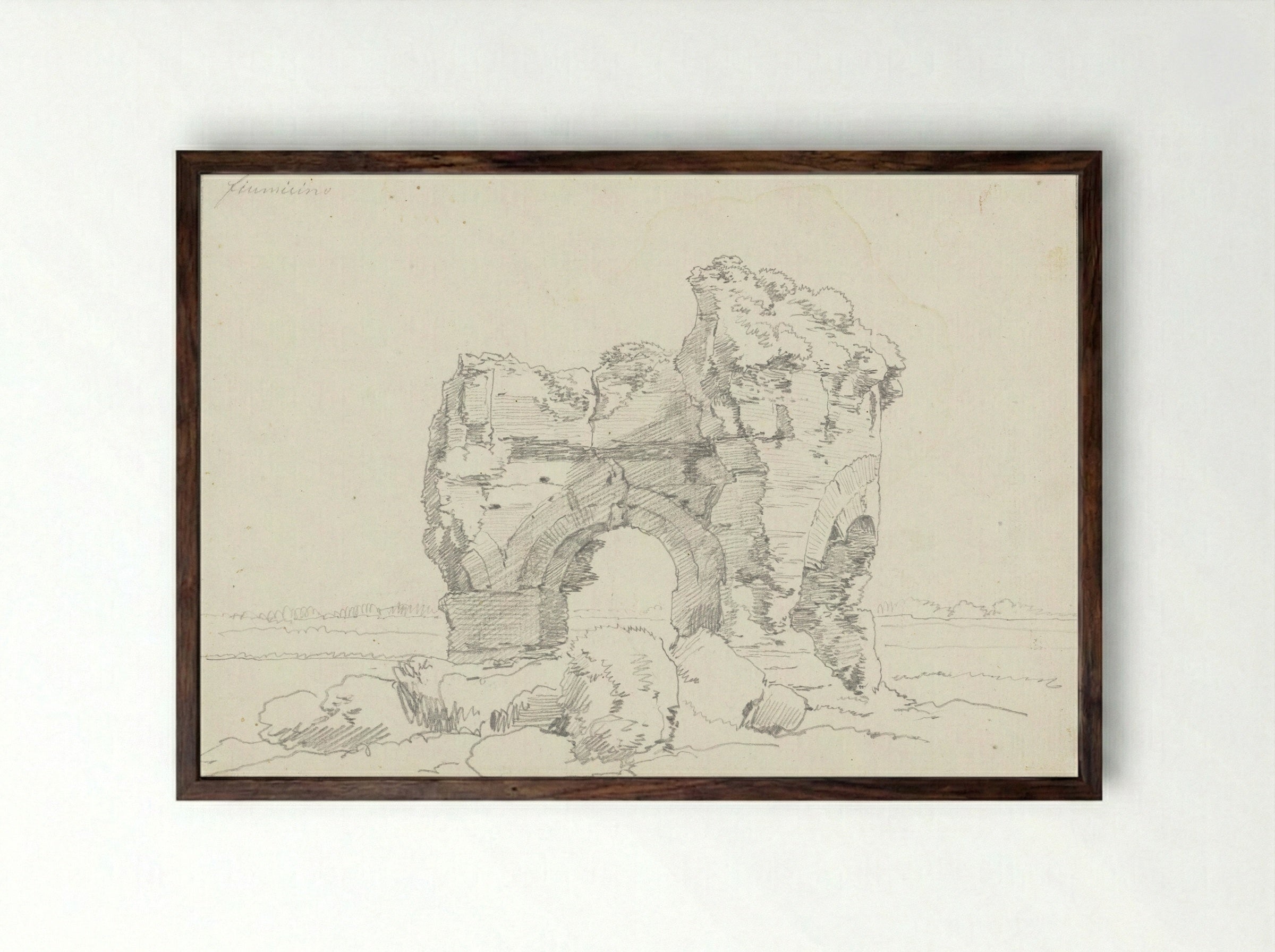 Ruïne van een gebouw in de oude haven van Trajanus in Fiumicino - Hendrik Voogd - Framed Print Dark Wood