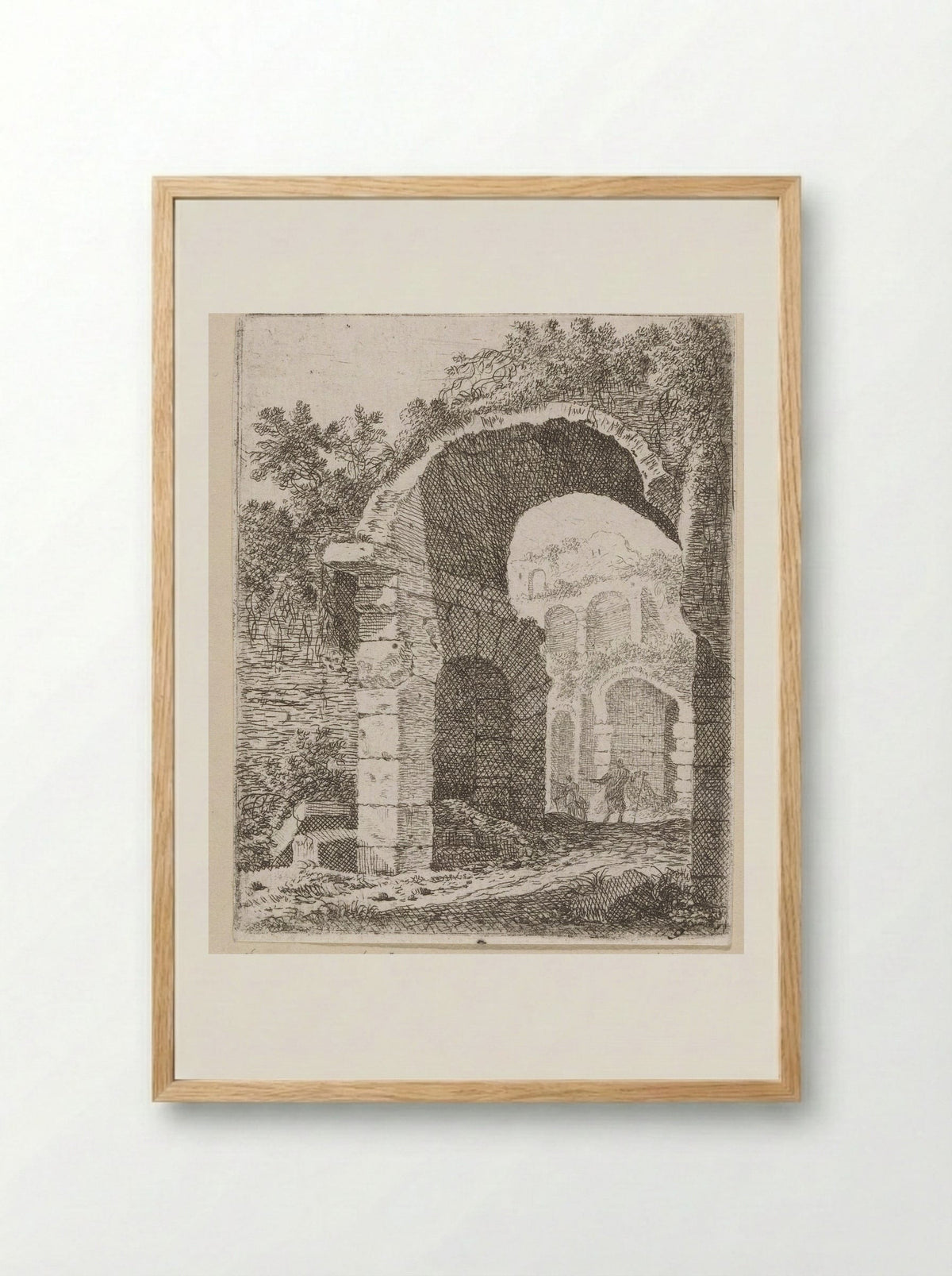 Ruïne van een portico - Johann Franz Ermels - Framed Print Wood