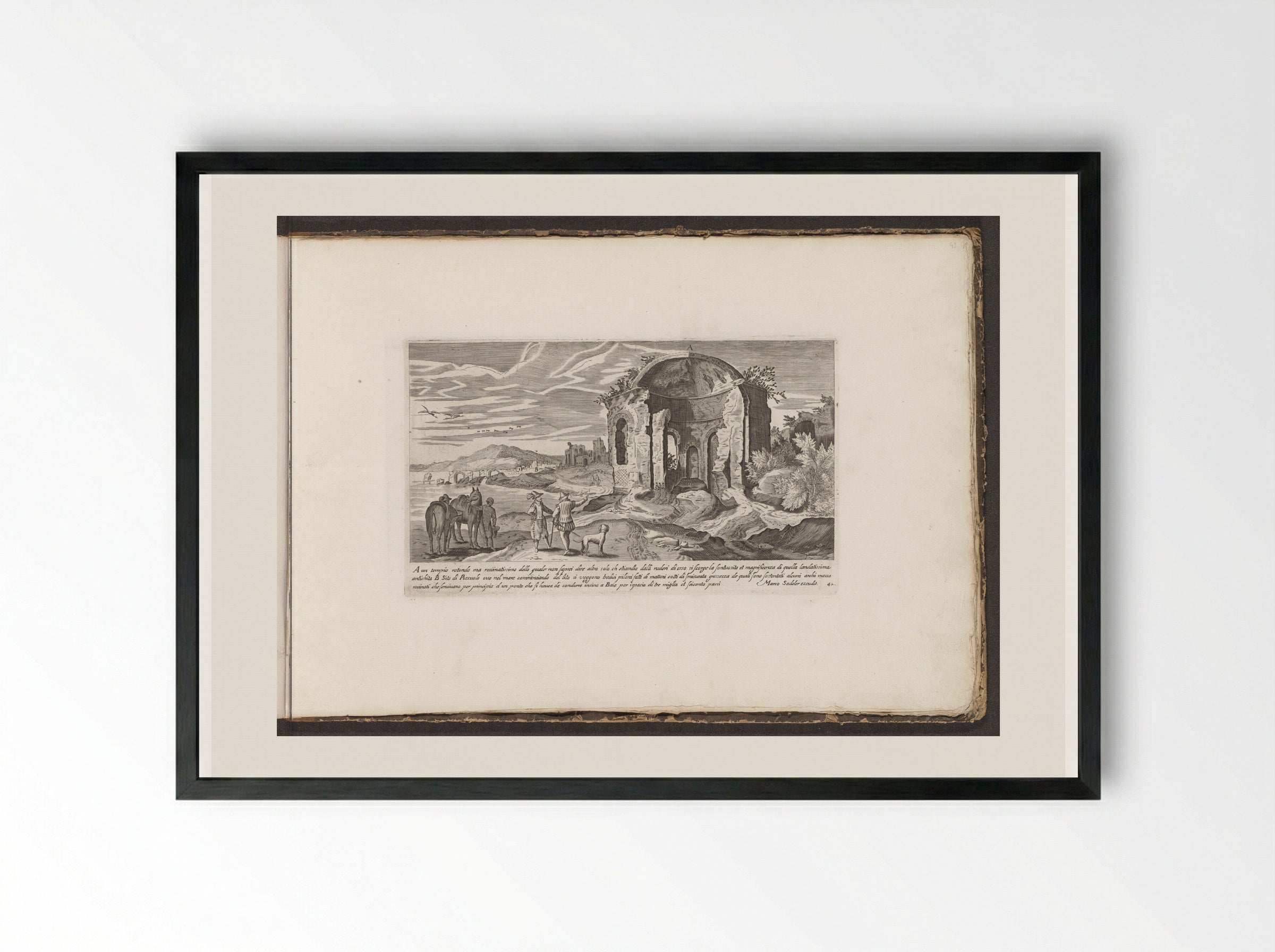 Ruïne van een tempel bij Pozzuoli - Giovanni Giacomo de' Rossi - Framed Print Black