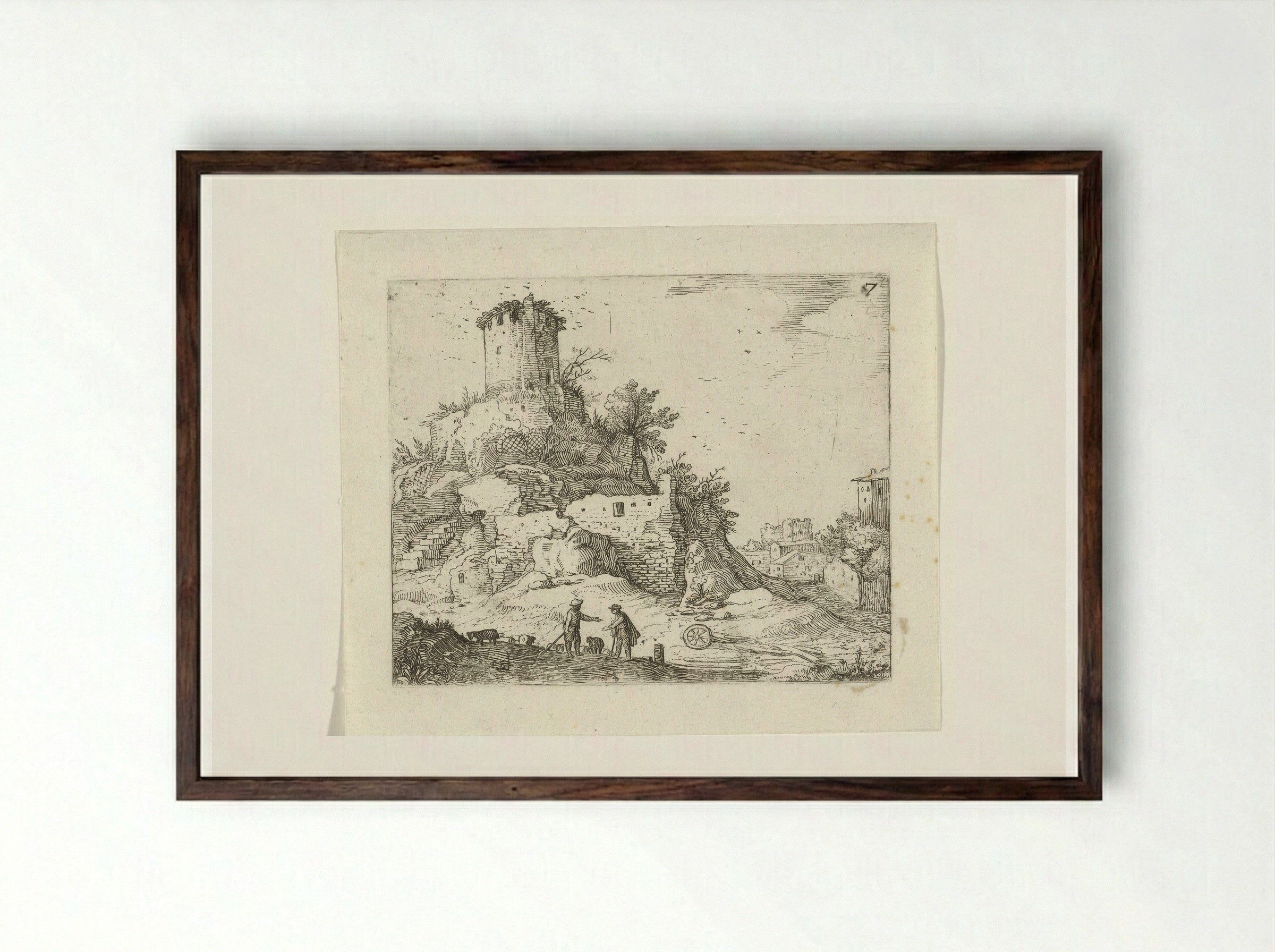 Ruïne van een toren - Guilliam van Nieulandt (II) - Framed Print Dark Wood