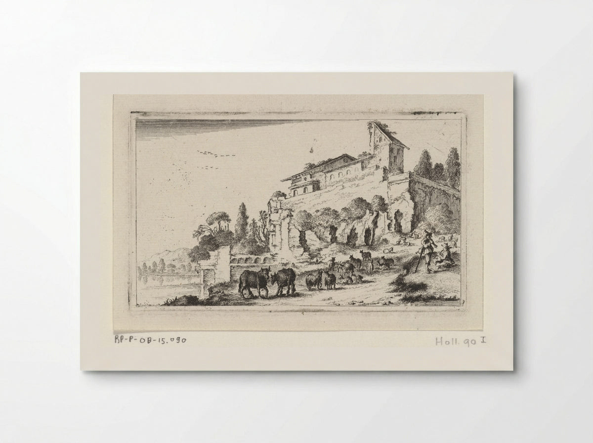 Ruïne van een villa op een heuvel - Gillis van Scheyndel (I) - Poster