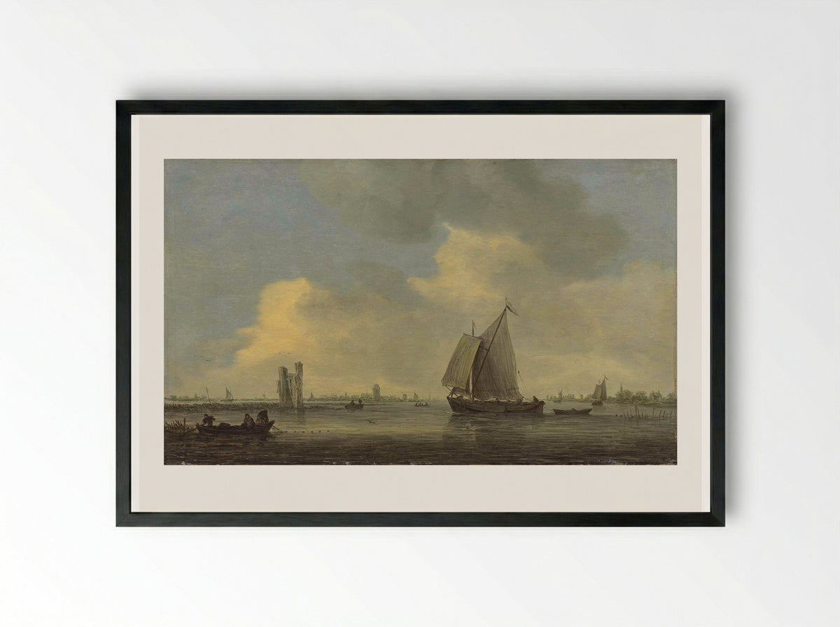 Ruïne van het Huis te Merwede - Jan van Goyen - Framed Print Black