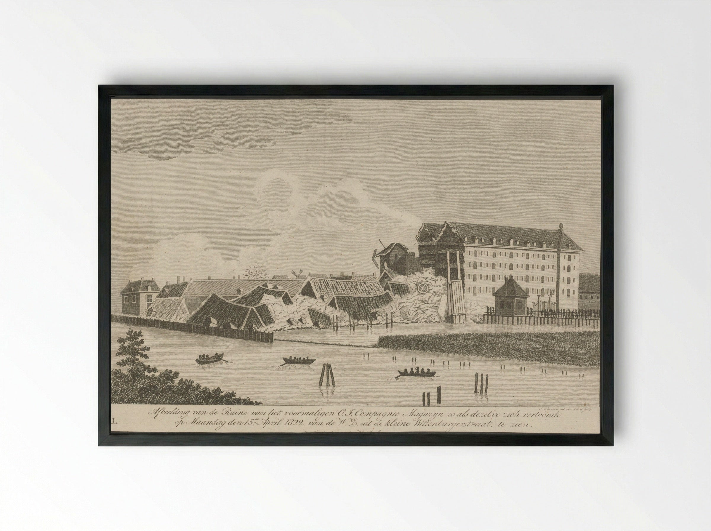 Ruïne van het Oost-Indisch Zeemagazijn te Amsterdam - Jacobus Wijsman - Framed Print Black