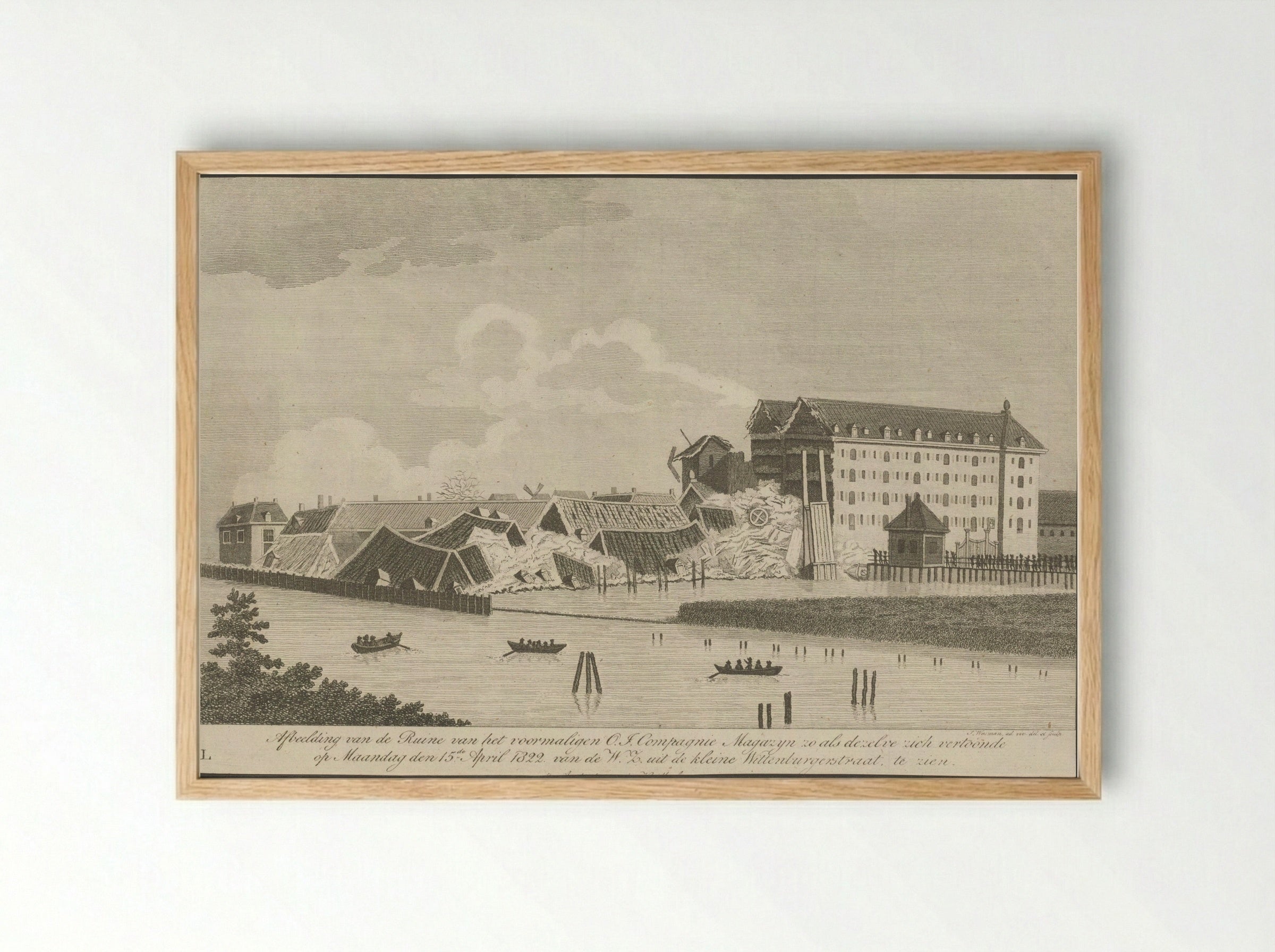 Ruïne van het Oost-Indisch Zeemagazijn te Amsterdam - Jacobus Wijsman - Framed Print Wood
