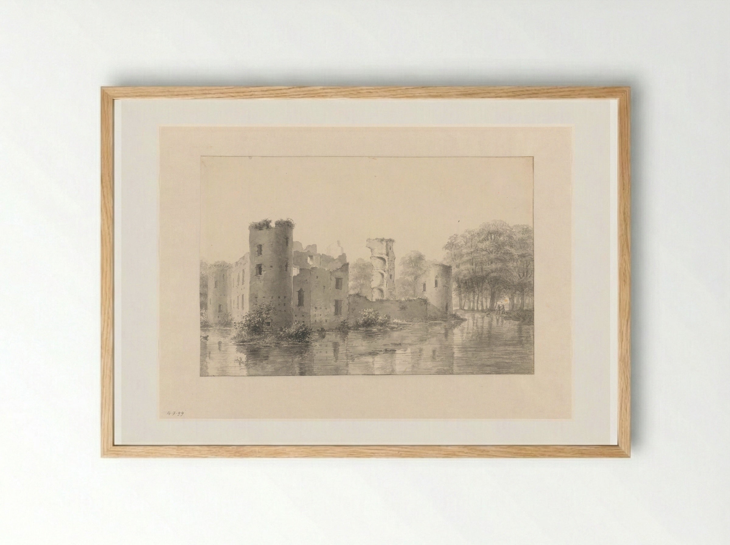 Ruïne van het kasteel de Haar - Andreas Schelfhout - Framed Print Wood