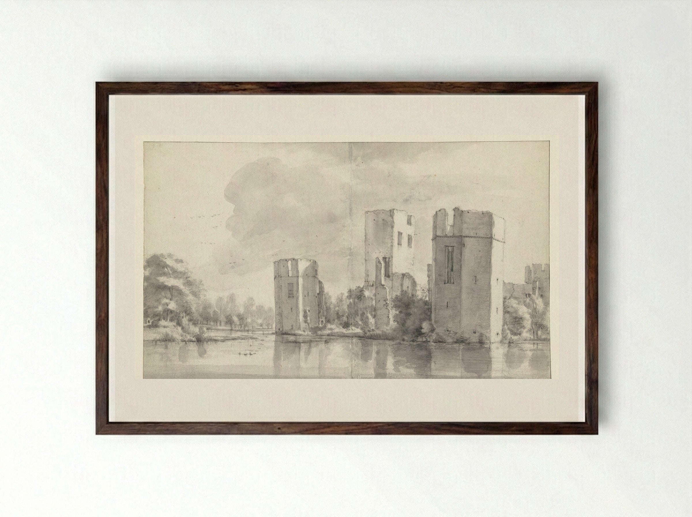 Ruïne van het slot Honingen bij Rotterdam - Roelant Roghman - Framed Print Dark Wood