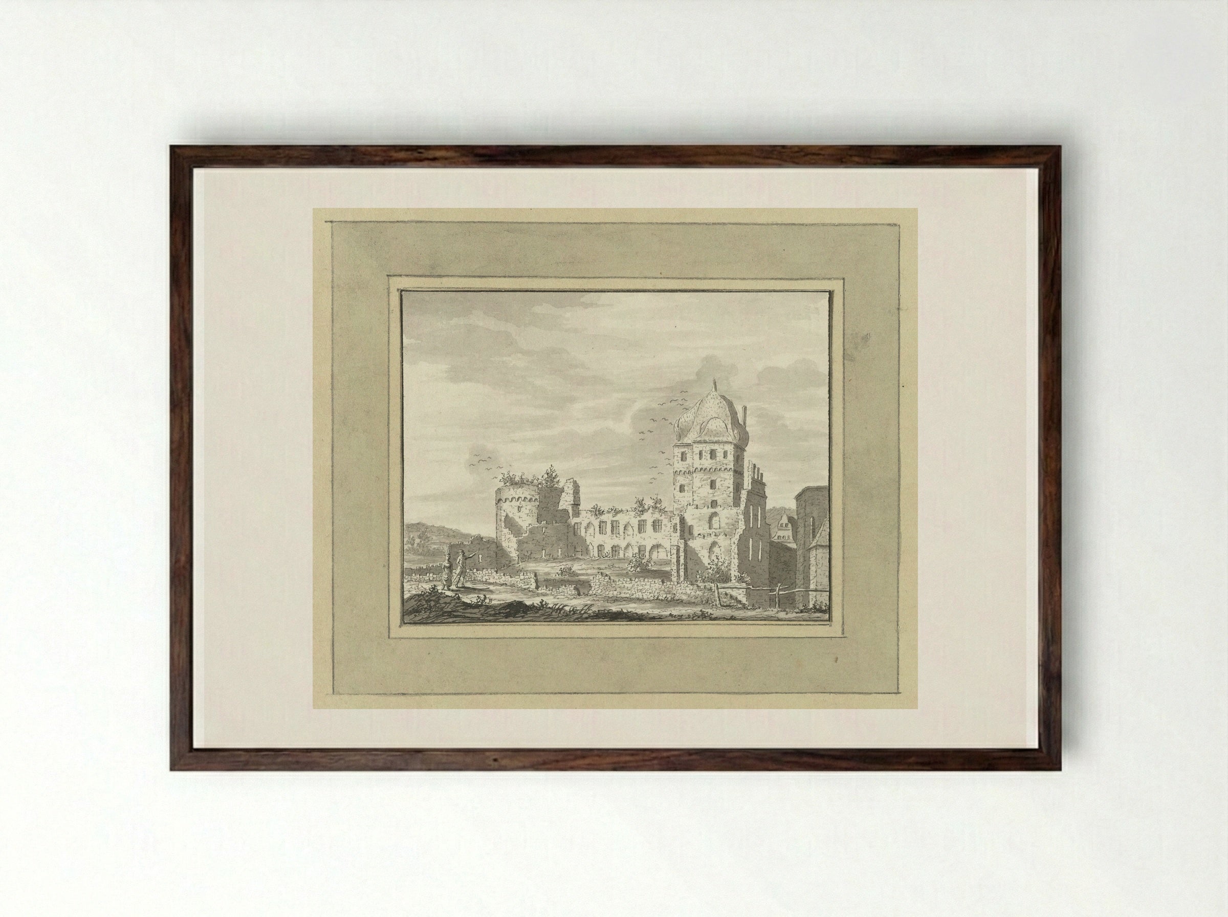 Ruïne van het slot te Andernach - Ernst Willem Jan Bagelaar - Framed Print Dark Wood