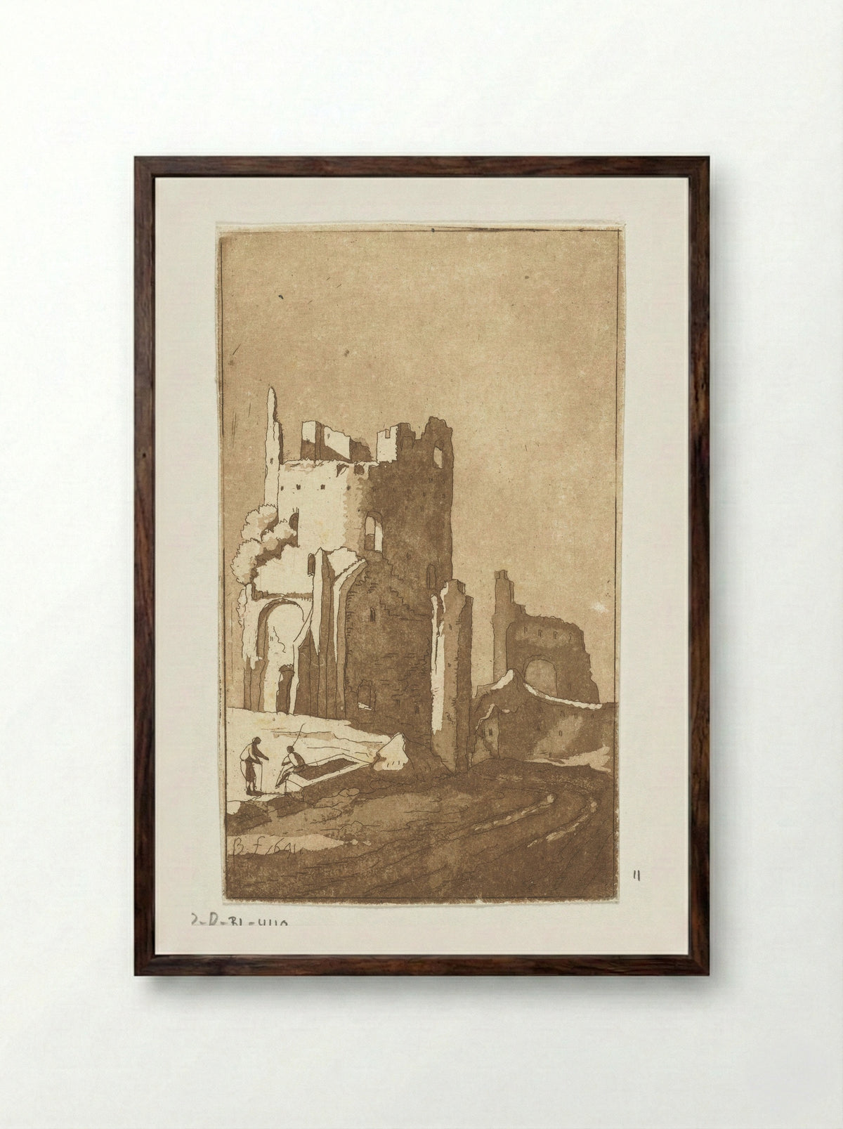 Ruïne - Anthonie van den Bos - Framed Print Dark Wood
