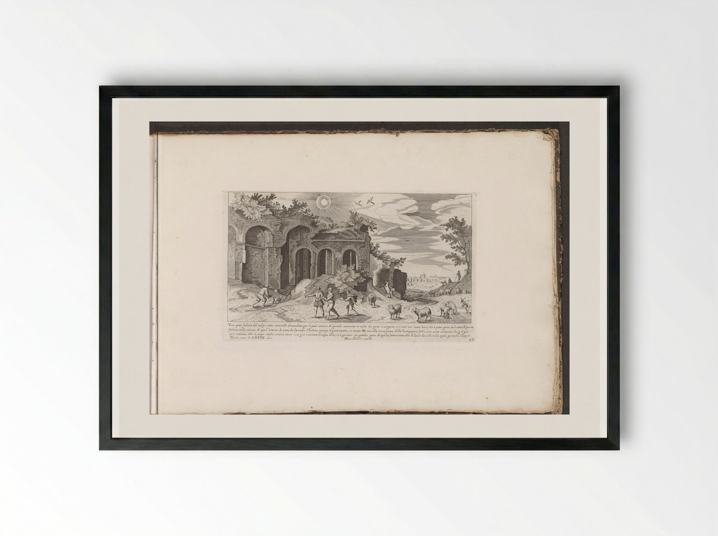 Ruïnes bij Misenum - Giovanni Giacomo de' Rossi - Framed Print Black