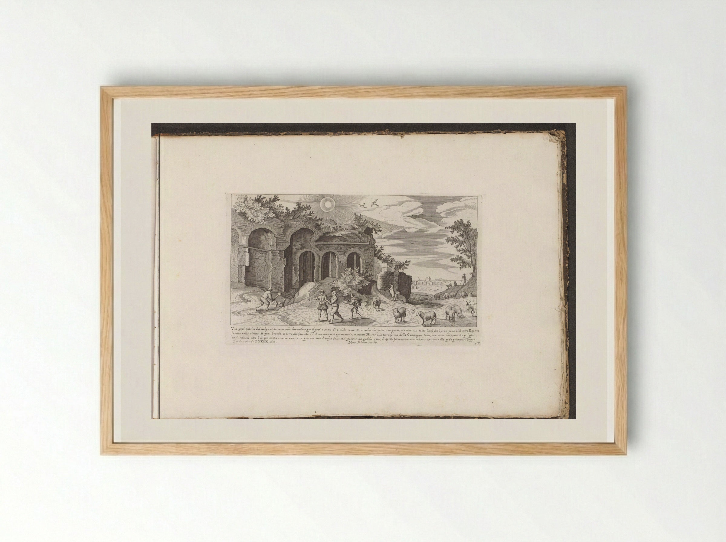 Ruïnes bij Misenum - Giovanni Giacomo de' Rossi - Framed Print Wood