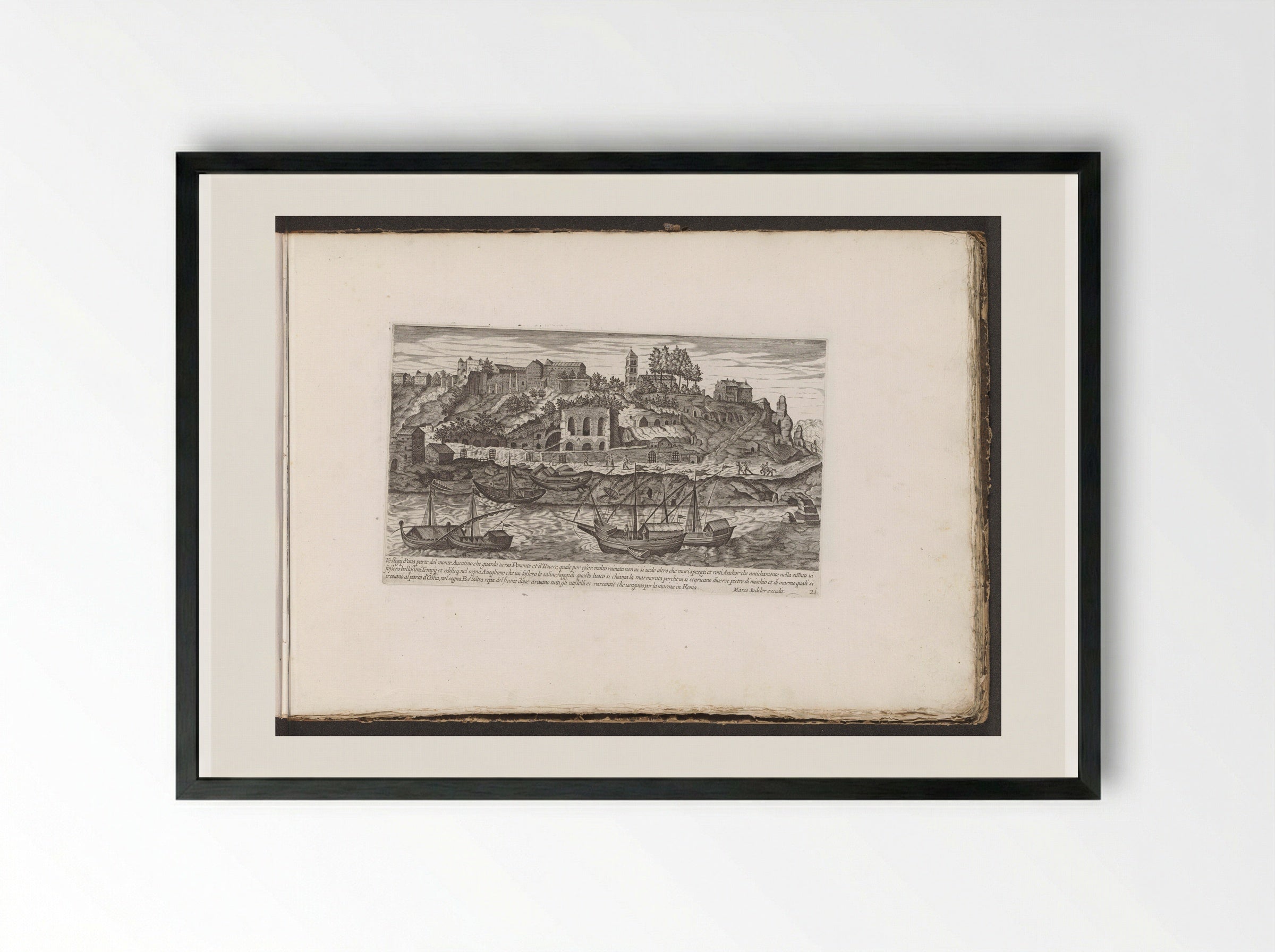 Ruïnes op de Aventijn - Giovanni Giacomo de' Rossi - Framed Print Black