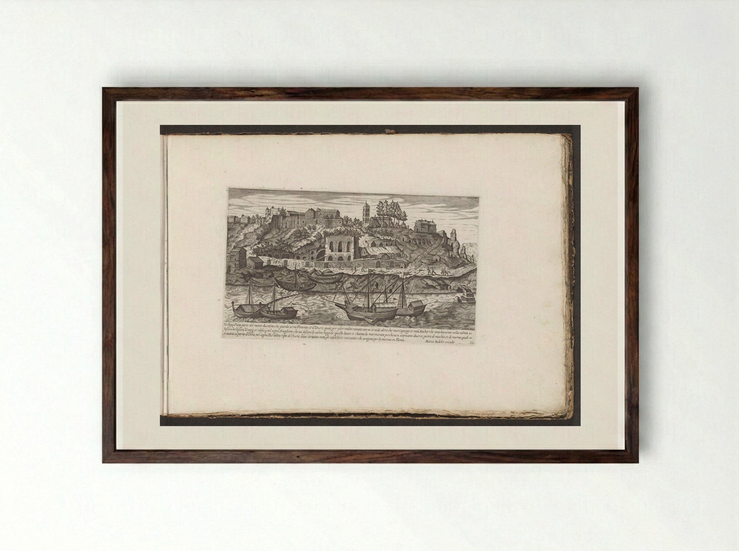Ruïnes op de Aventijn - Giovanni Giacomo de' Rossi - Framed Print Dark Wood