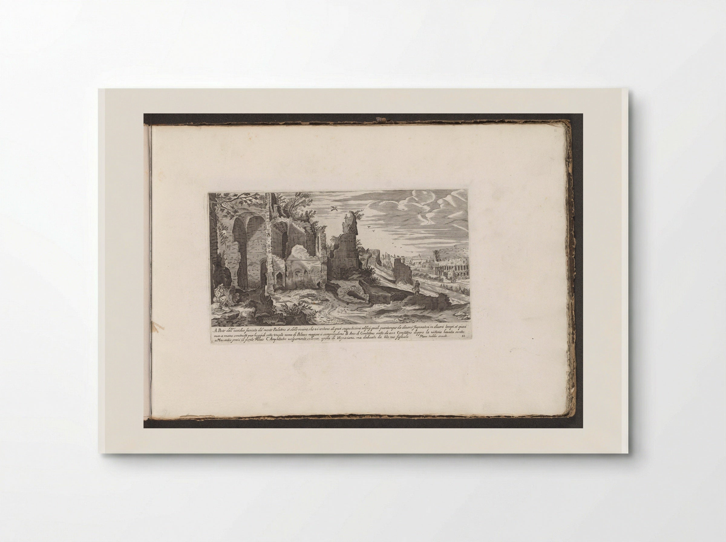 Ruïnes op de hellingen van de Palatijn, rechts het Colosseum - Giovanni Giacomo de' Rossi - Poster