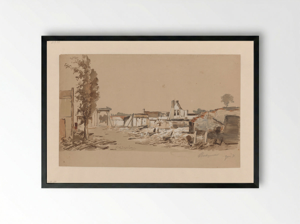 Ruïnes van Bodegraven na de brand van 31 mei 1870 - Piet Schipperus - Framed Print Black