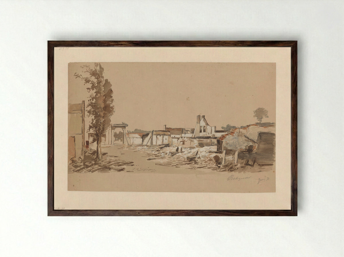 Ruïnes van Bodegraven na de brand van 31 mei 1870 - Piet Schipperus - Framed Print Dark Wood