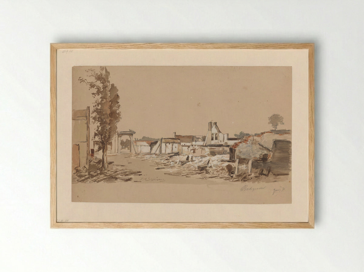Ruïnes van Bodegraven na de brand van 31 mei 1870 - Piet Schipperus - Framed Print Wood