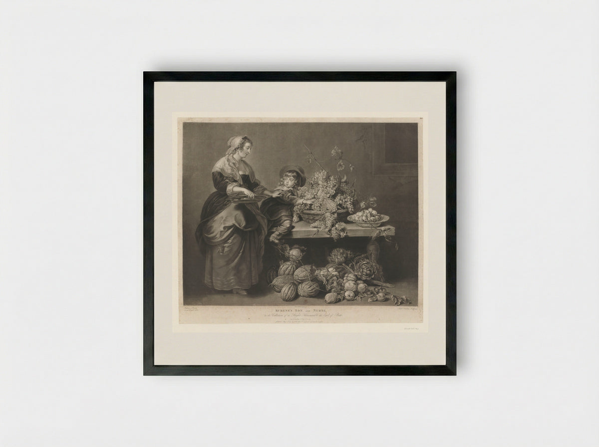 Rubens' Son and Nurse - Richard Earlom - Framed Print Black