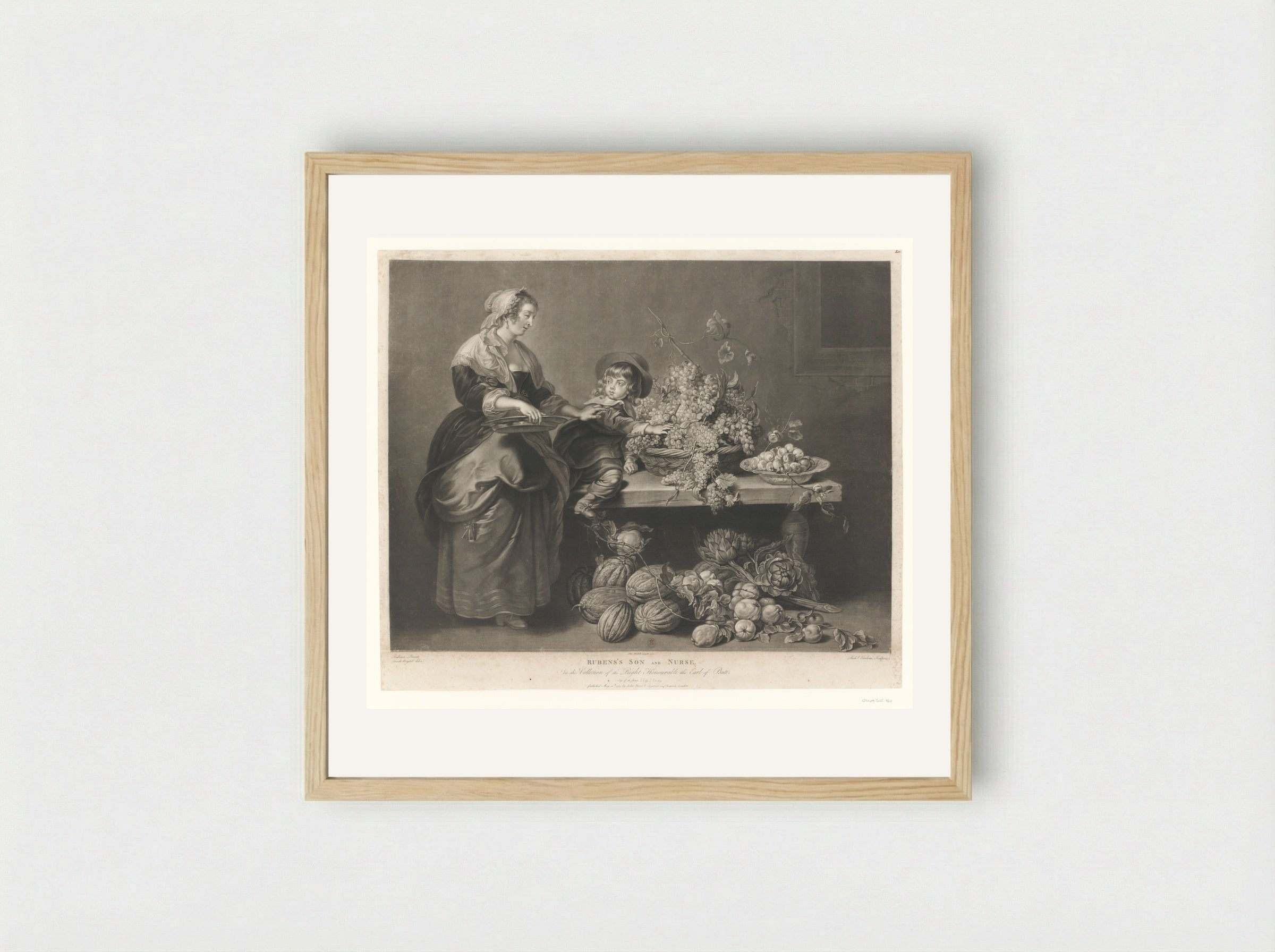 Rubens' Son and Nurse - Richard Earlom - Framed Print Wood