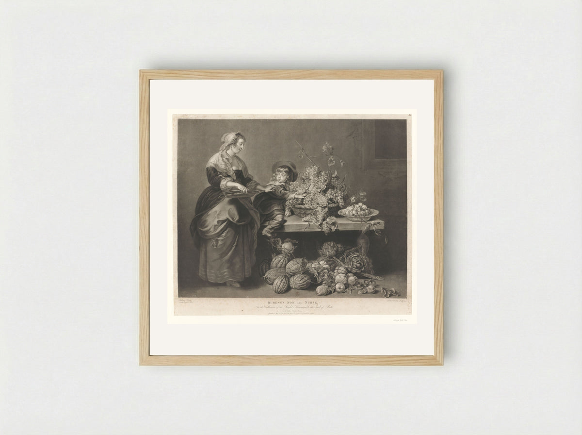 Rubens' Son and Nurse - Richard Earlom - Framed Print Wood