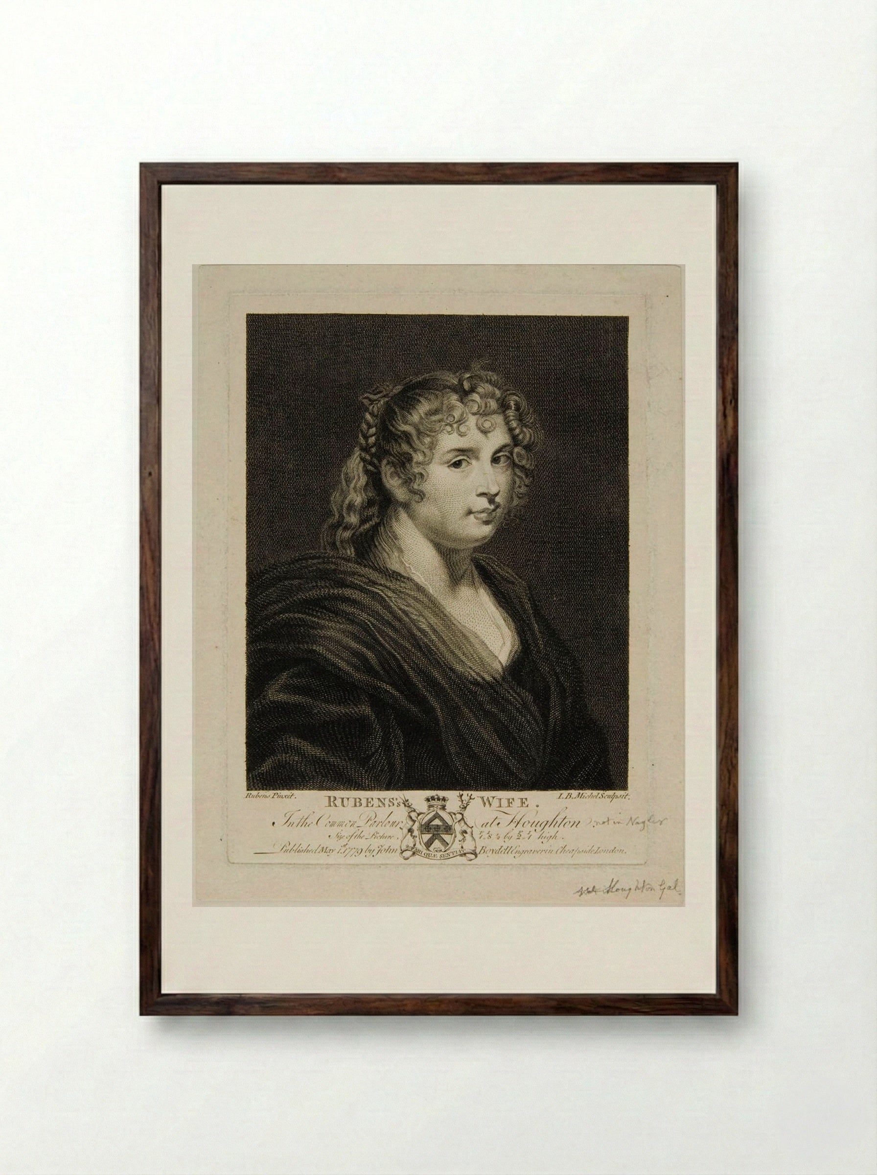 Rubens' Wife - Jean Baptiste Michel - Framed Print Dark Wood