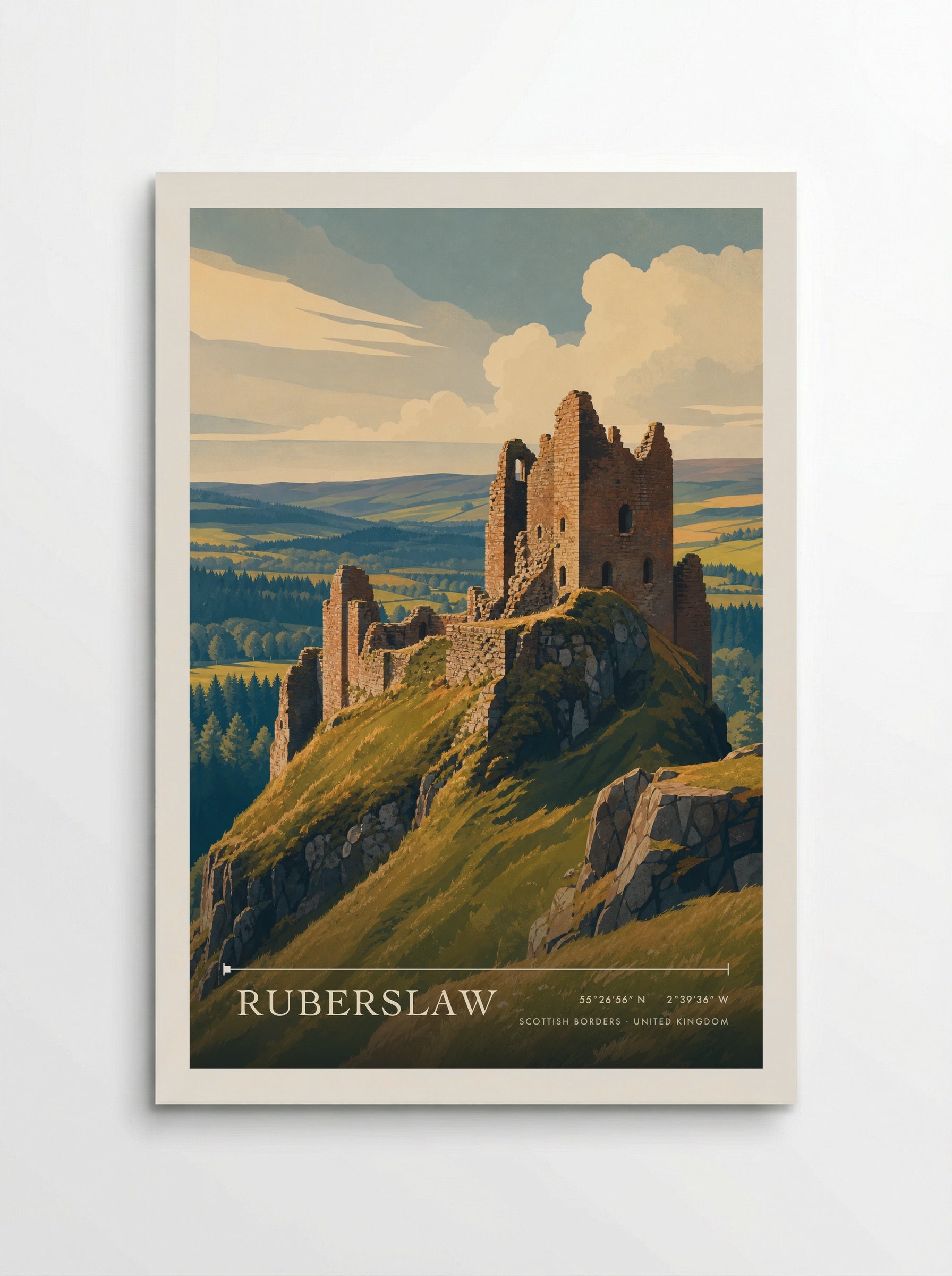 Ruberslaw Scottish Borders United Kingdom Travel Poster - Poster